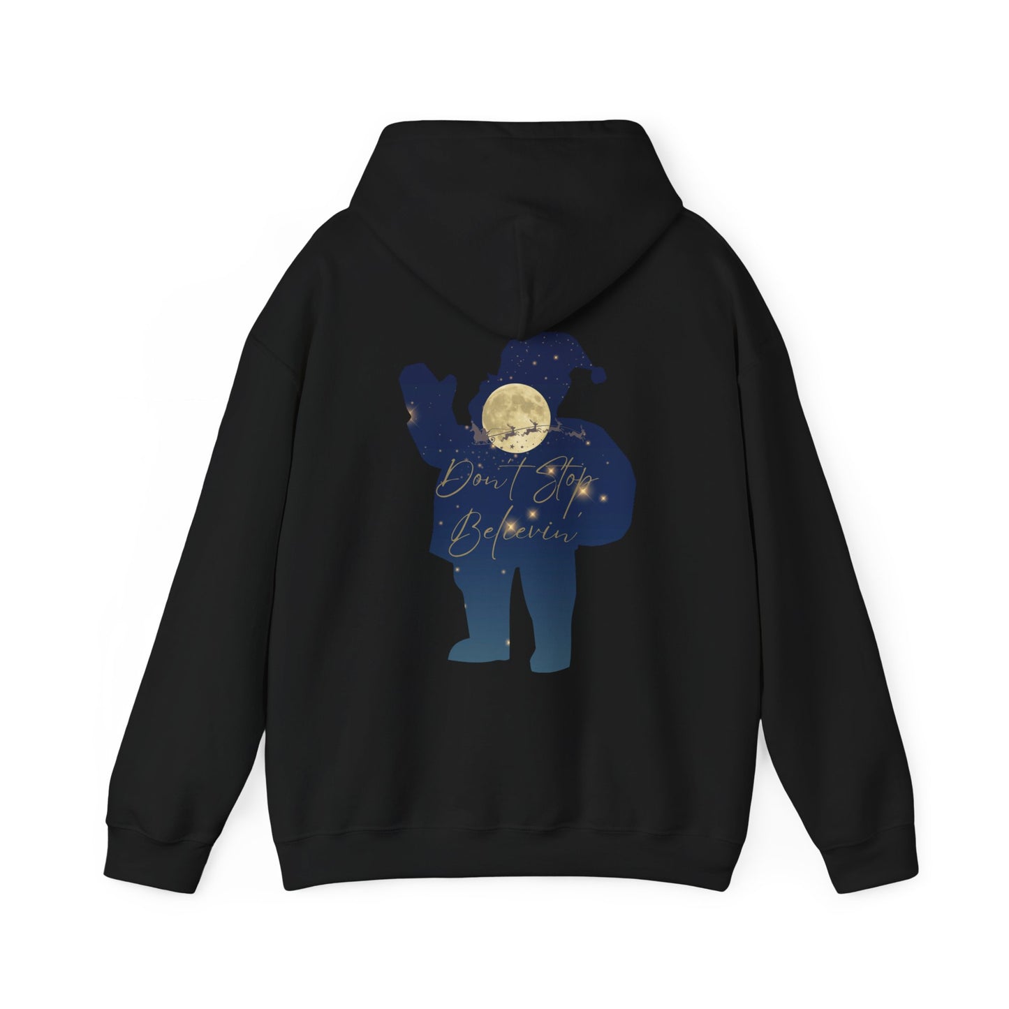 Magical Santa Shirt Don't Stop Believin' Full Moon Christmas Tee Unisex Hooded Sweatshirt