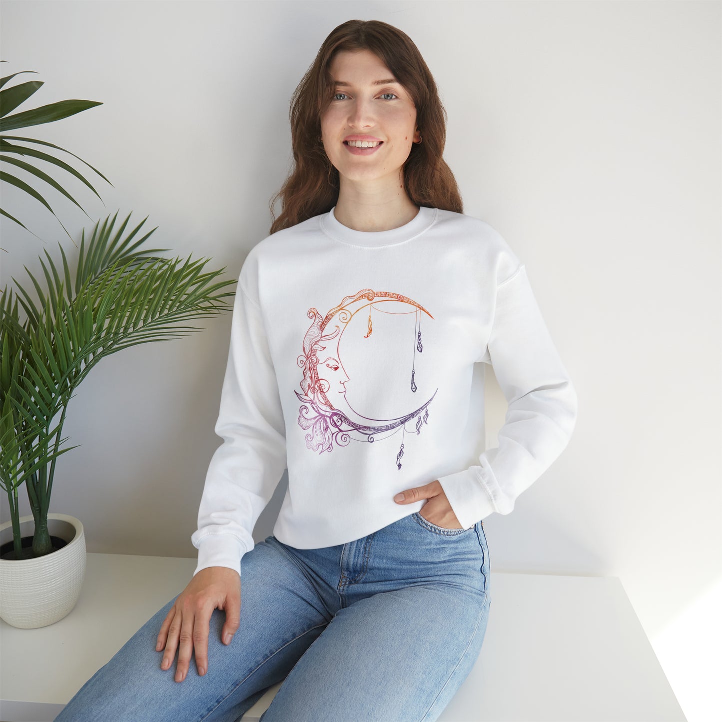 Boho Moon Unisex Crewneck Sweatshirt