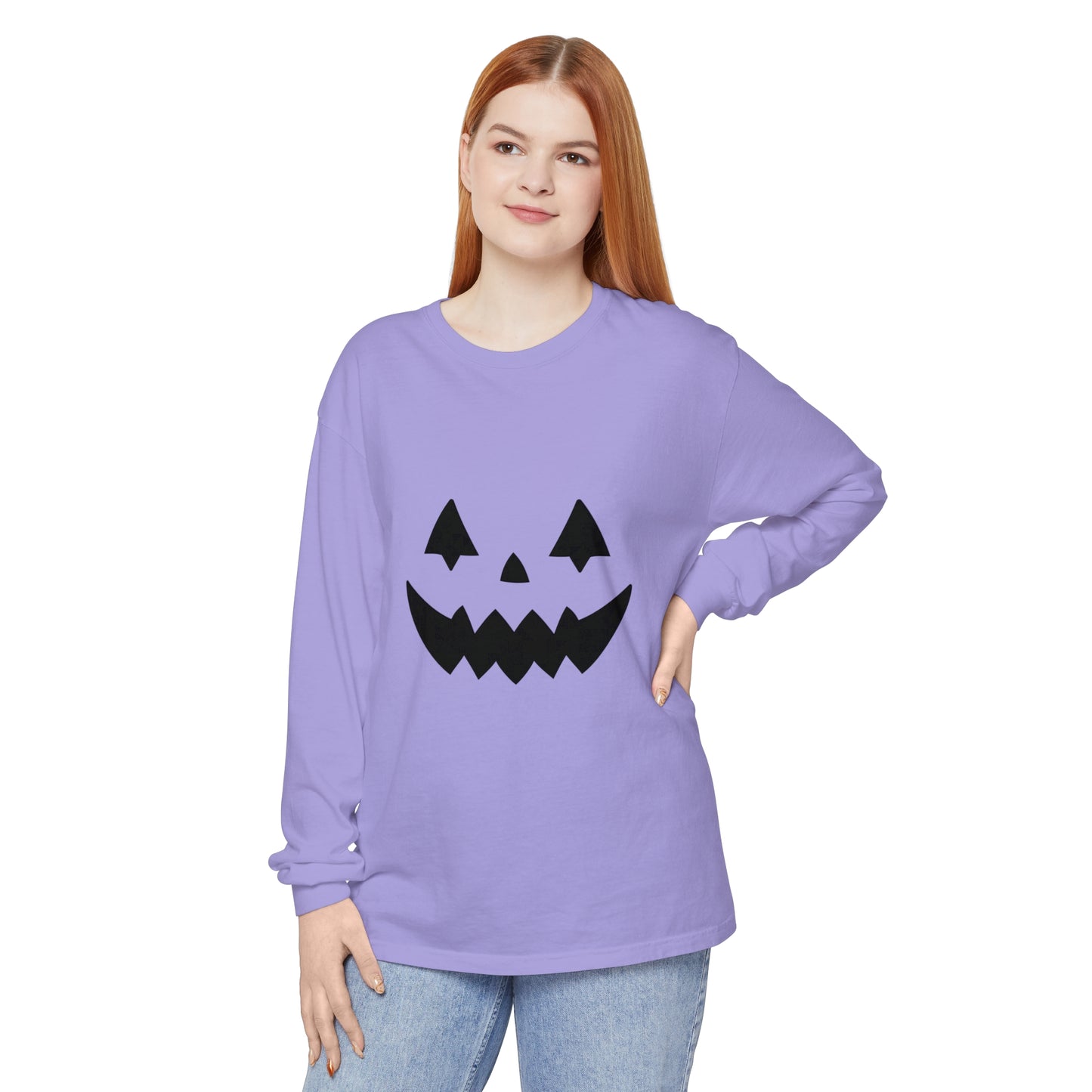 Pumpkin Face Simple Unisex Long Sleeve T-Shirt