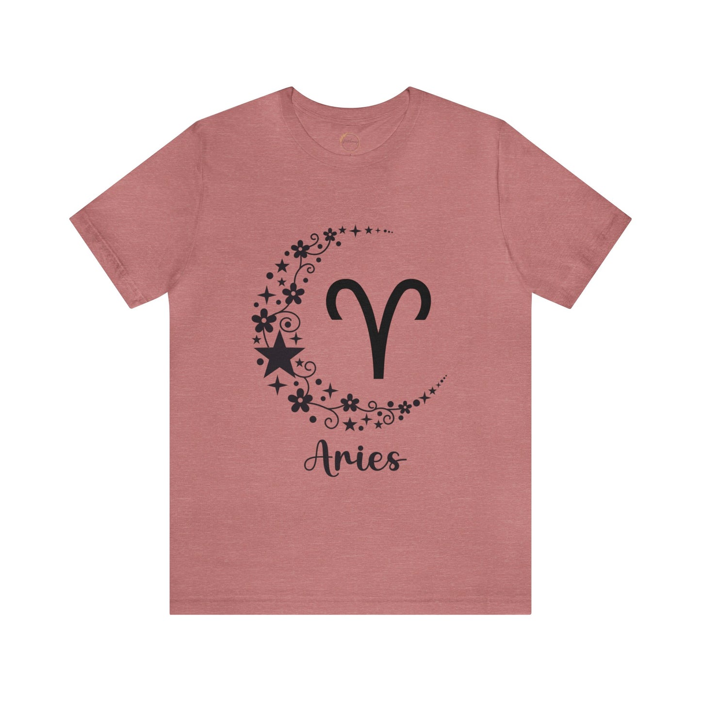 Aries Floral Moon Zodiac Unisex Jersey Short Sleeve Tee