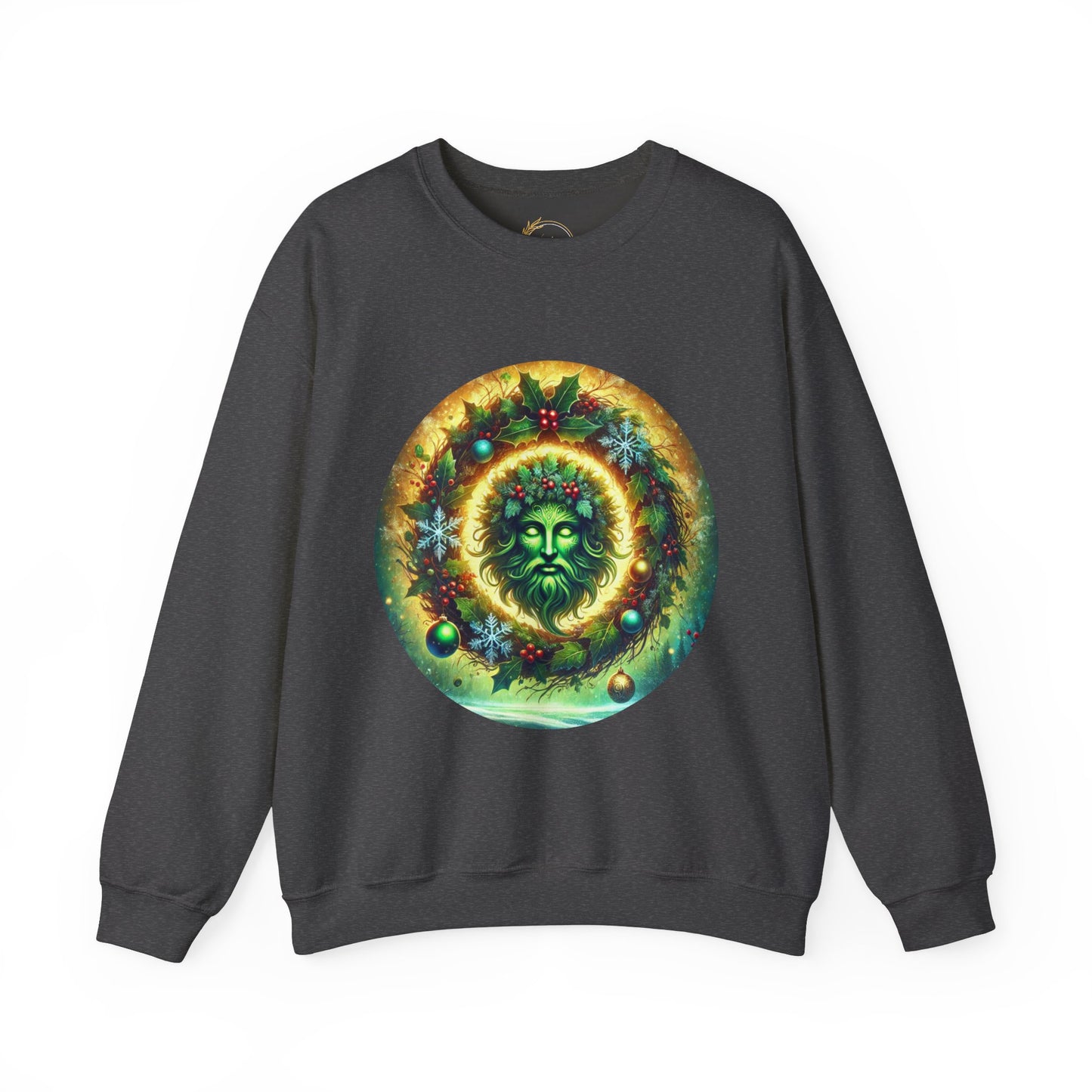 Green Man Christmas Wreath Shirt Pagan Nature Holiday Design Tee