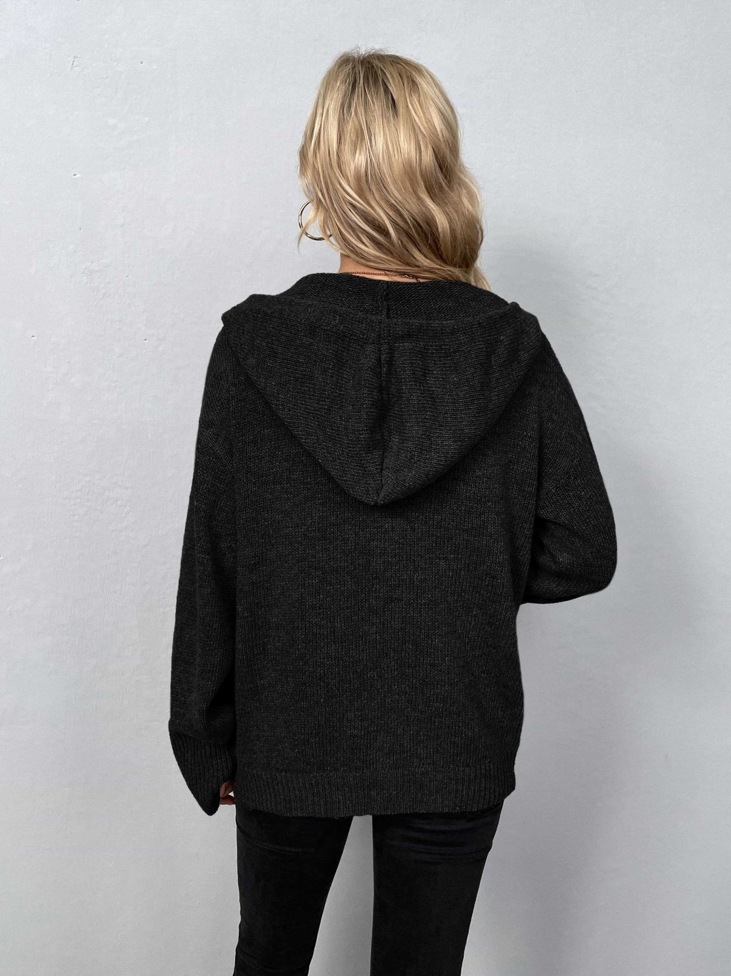 Button-Down Long Sleeve Hooded Sweater - Witcheasy