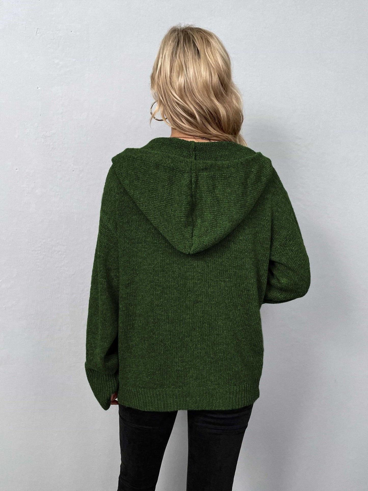 Button-Down Long Sleeve Hooded Sweater - Witcheasy