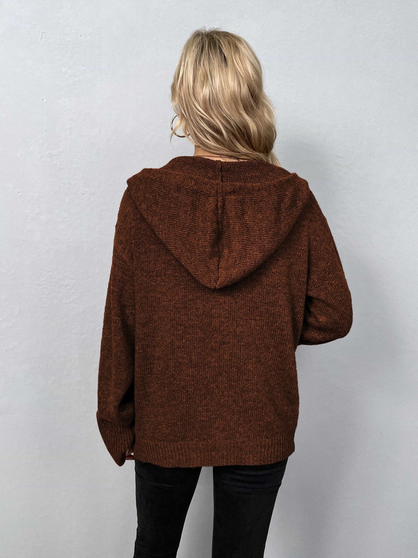 Button-Down Long Sleeve Hooded Sweater - Witcheasy