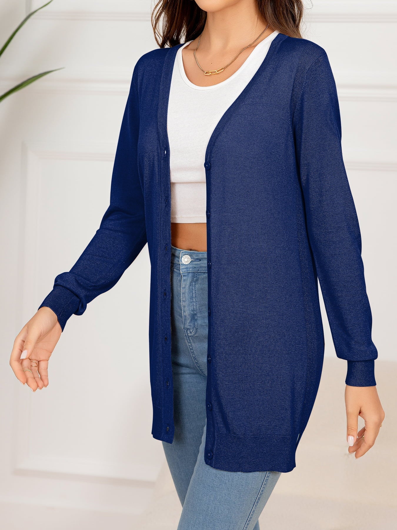 Button Down Slit Longline Cardigan - Witcheasy