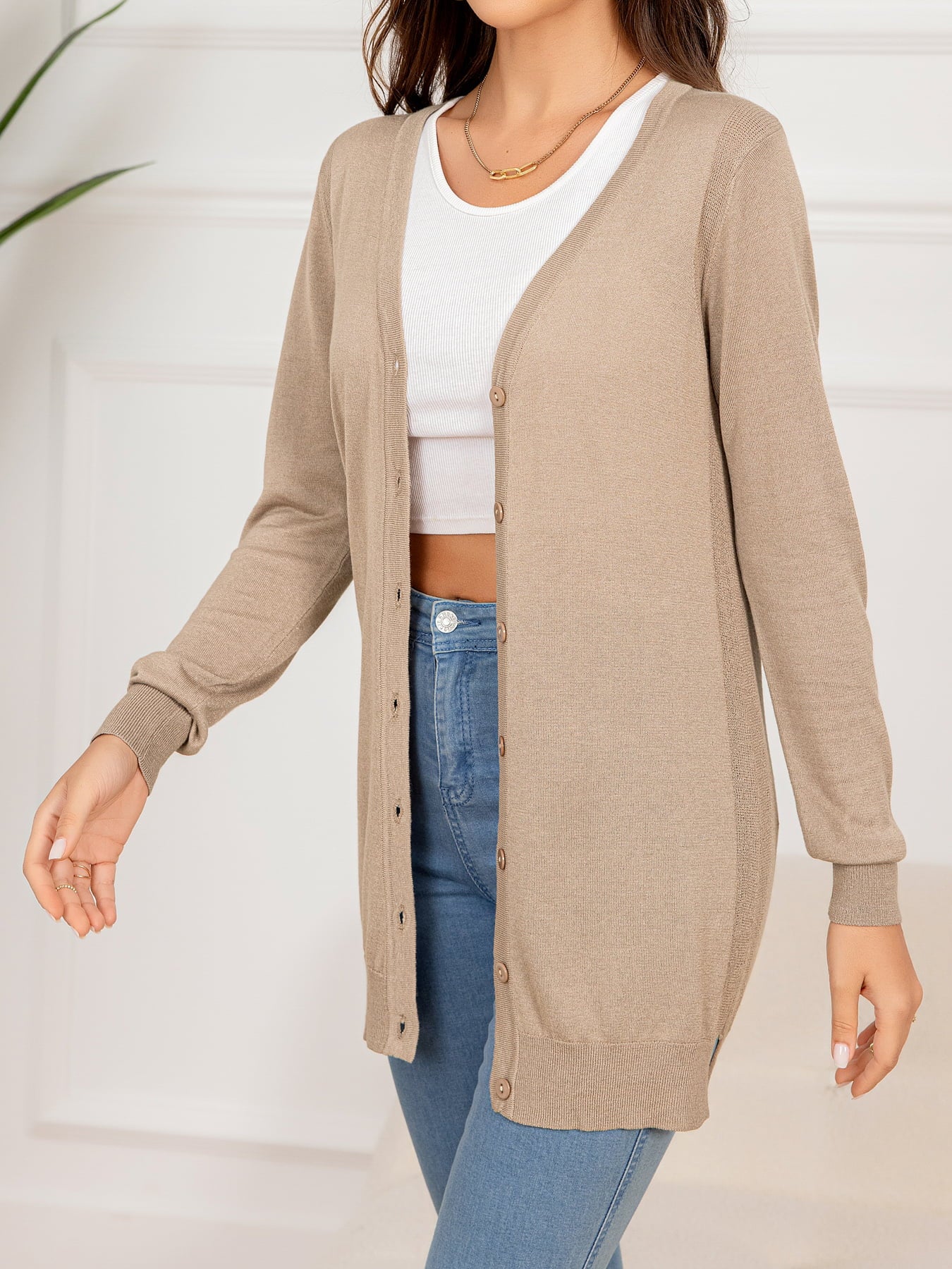 Button Down Slit Longline Cardigan - Witcheasy