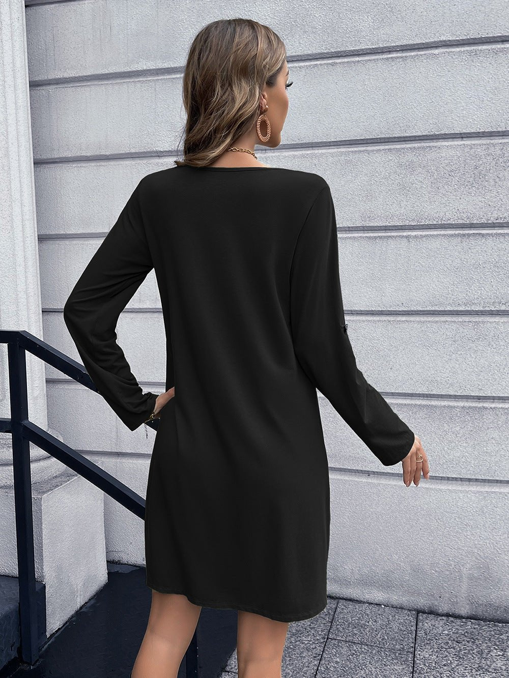 Button Down V-Neck Mini Dress - Witcheasy