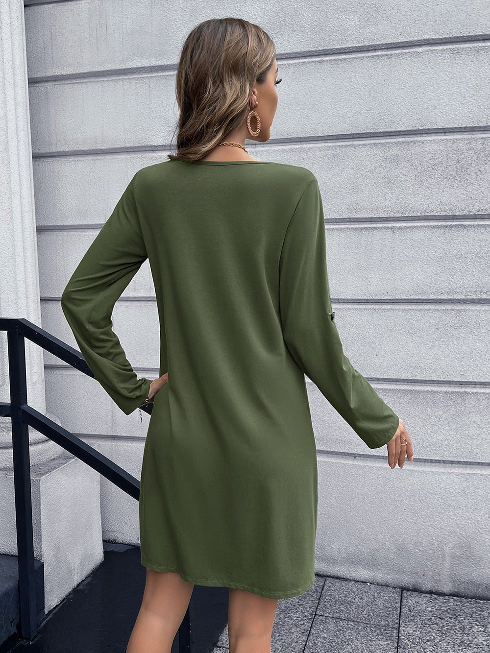 Button Down V-Neck Mini Dress - Witcheasy