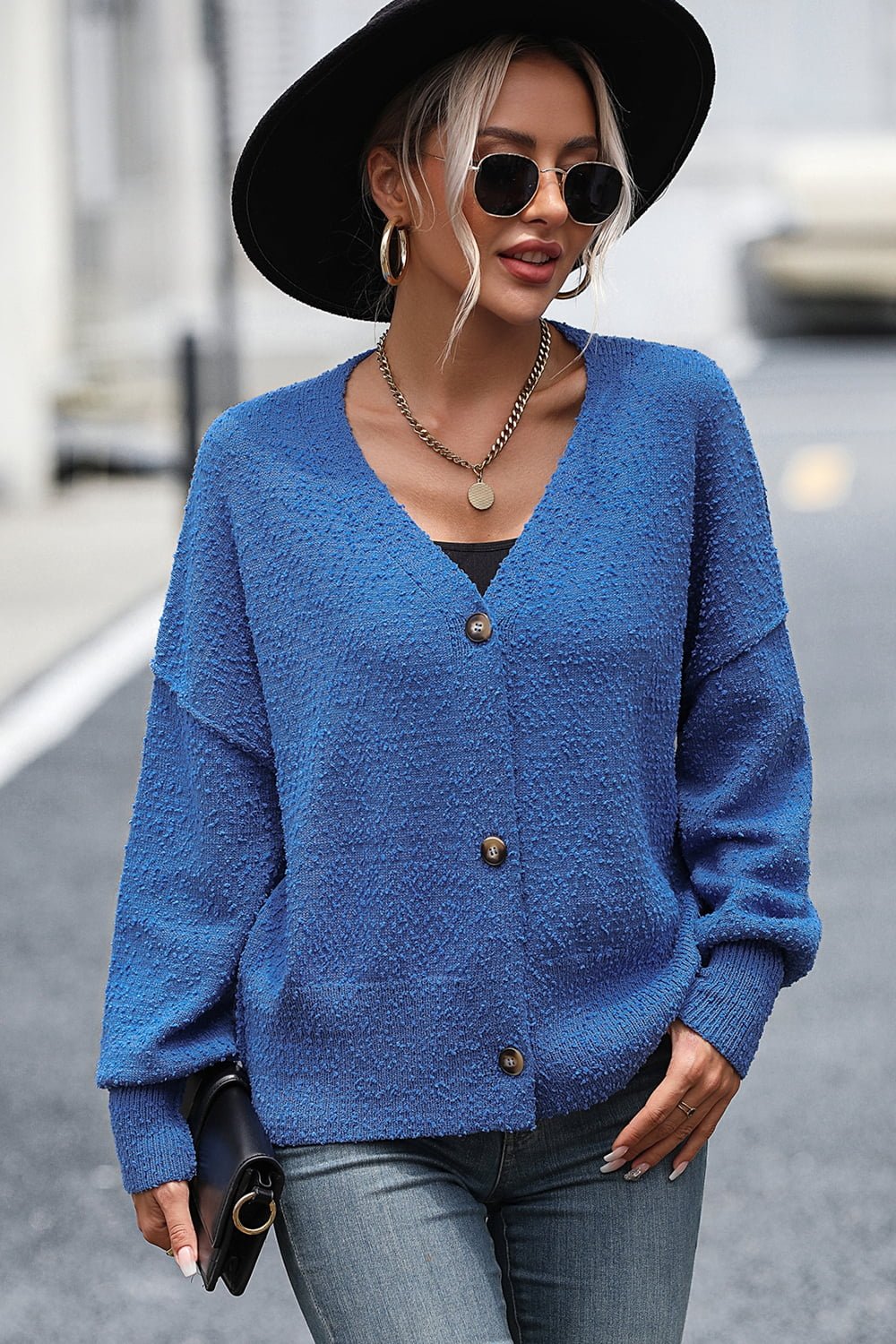 Button-Up Dropped Shoulder Cardigan - Witcheasy