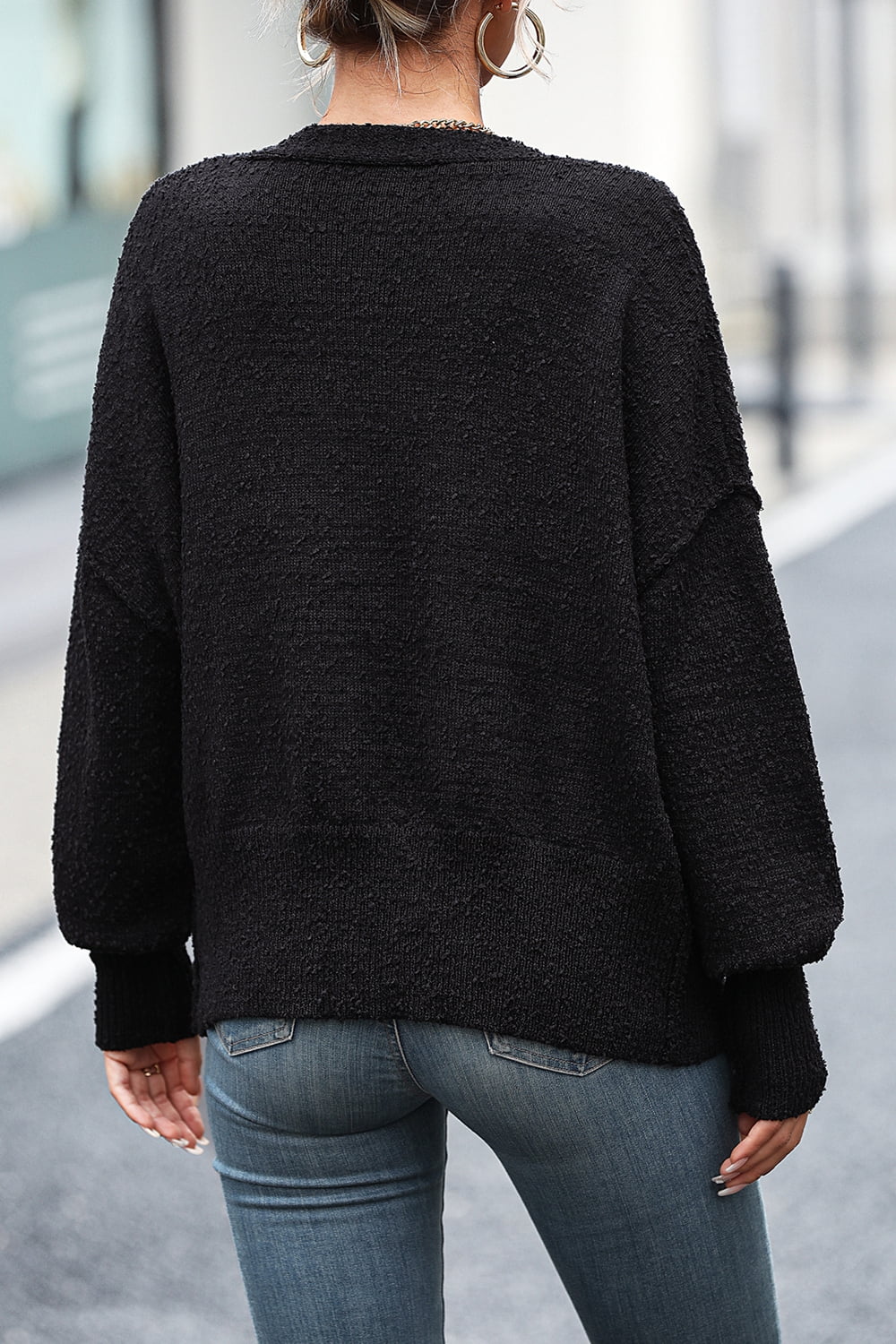 Button-Up Dropped Shoulder Cardigan - Witcheasy