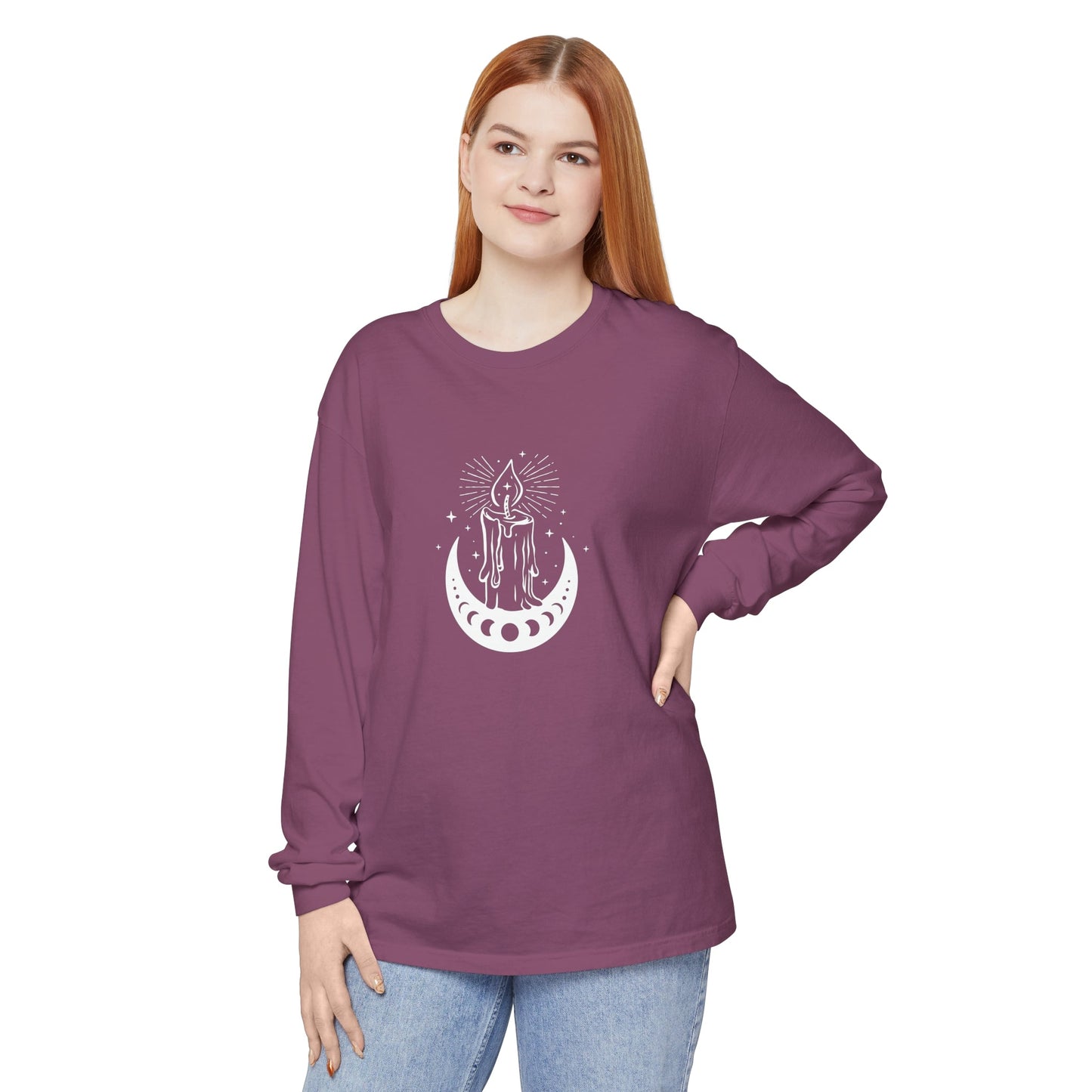 Candlelit Moon Phases Unisex Long Sleeve T-Shirt - Witcheasy