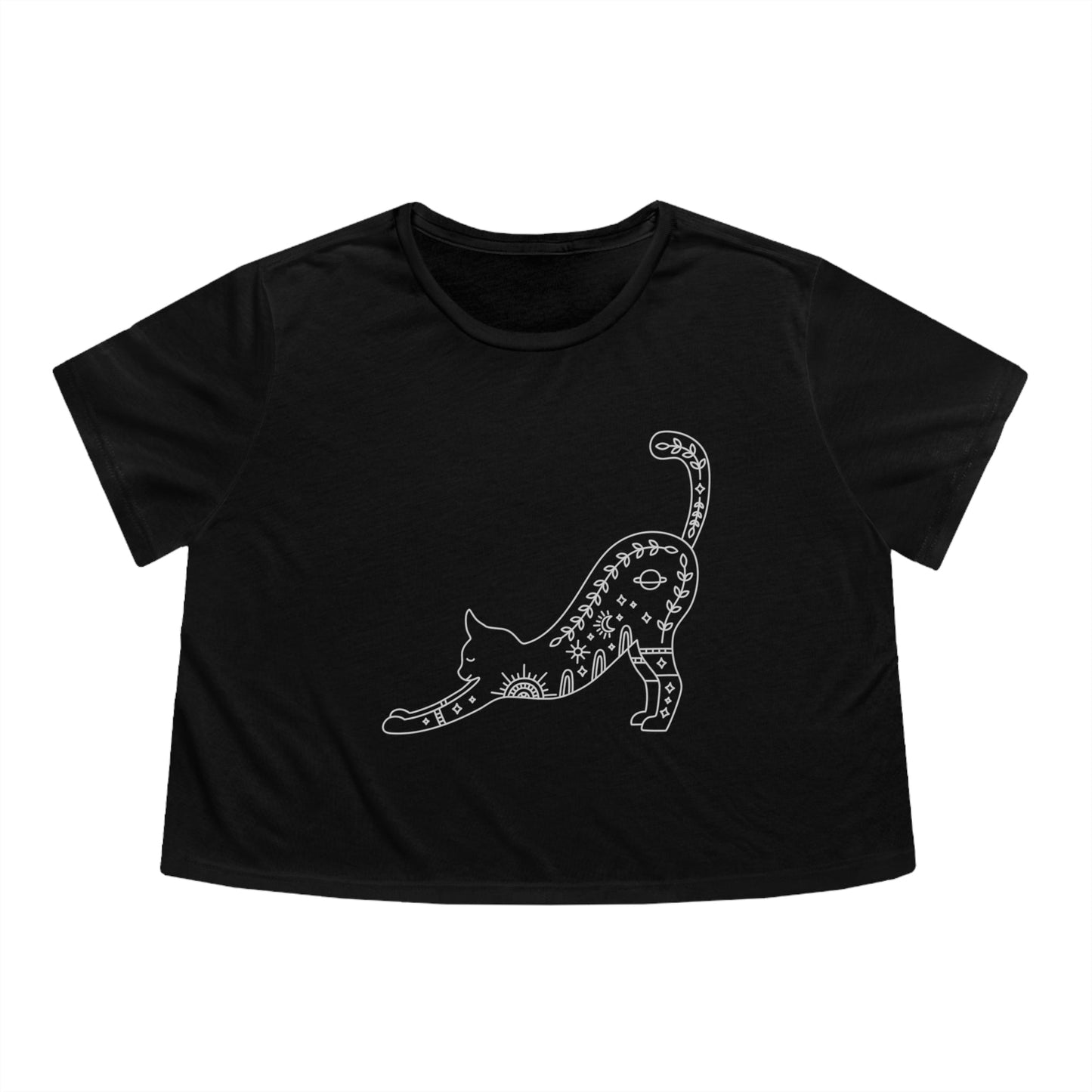 Cat Stretch Grey Cropped Tee - Witcheasy