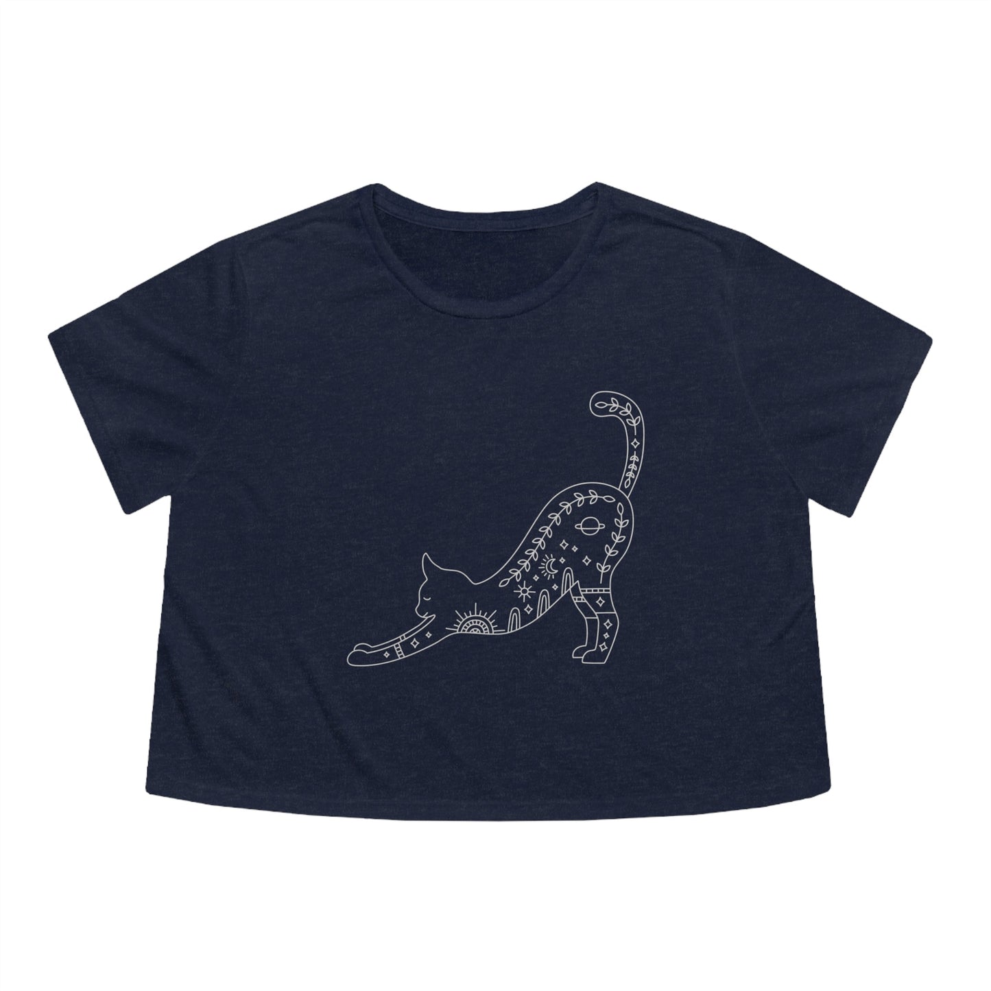 Cat Stretch Grey Cropped Tee - Witcheasy