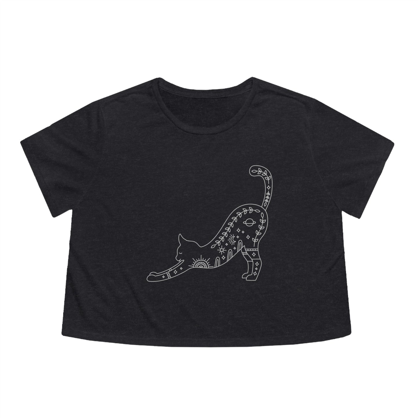 Cat Stretch Grey Cropped Tee - Witcheasy