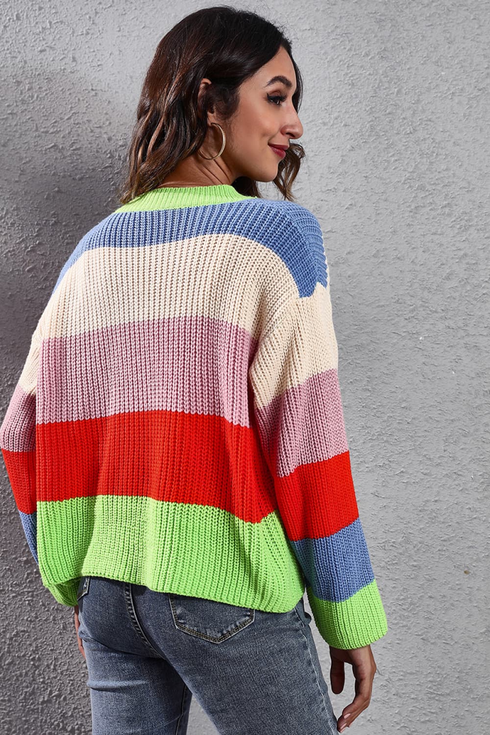 Color Block Button-Down Dropped Shoulder Cardigan - Witcheasy