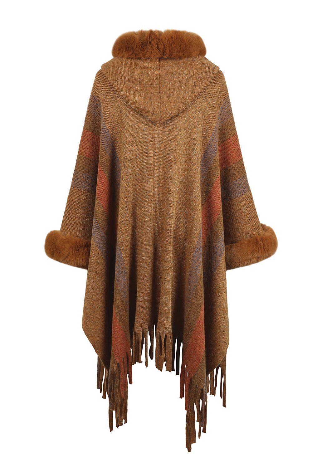 Color Block Fringe Detail Poncho - Witcheasy