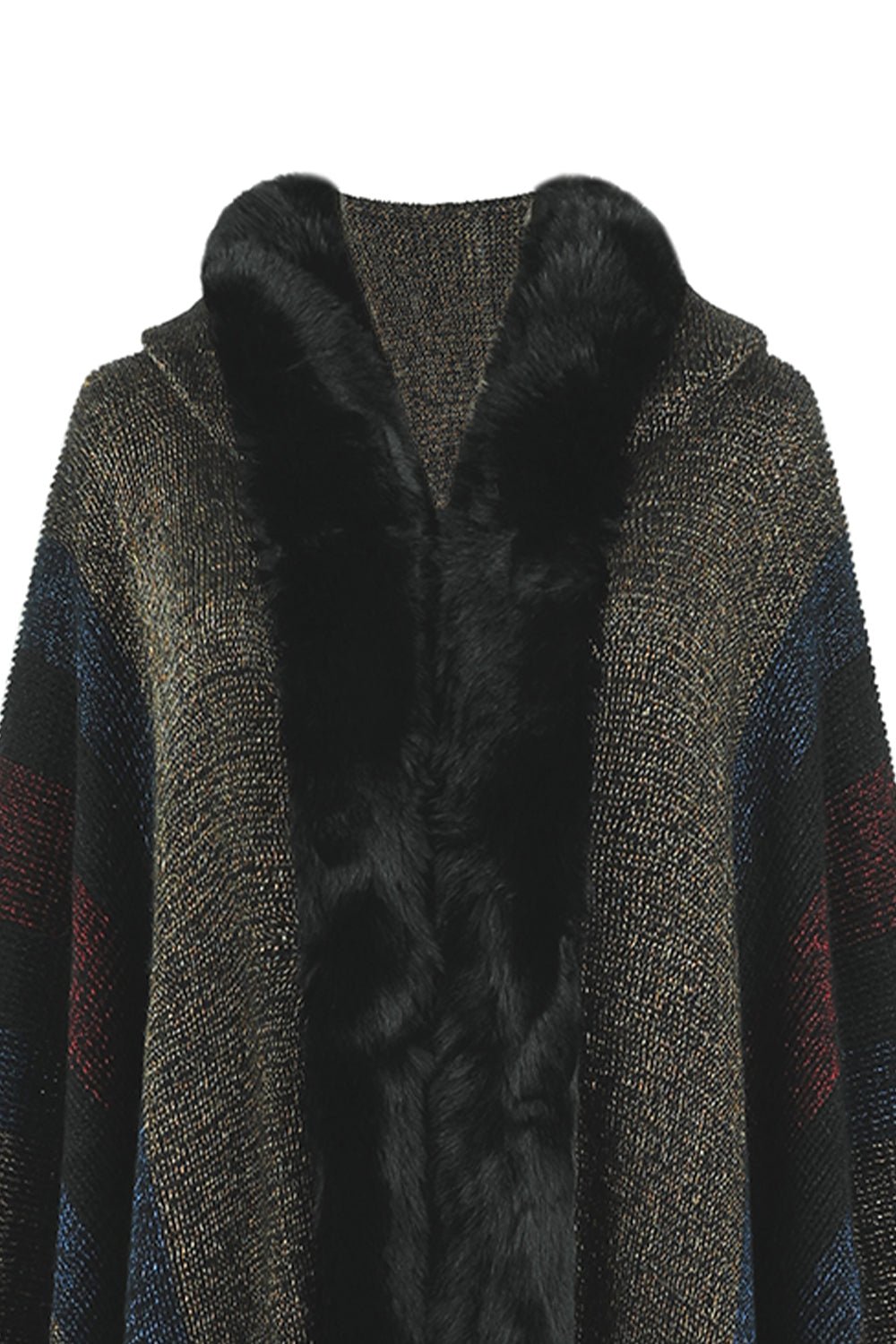 Color Block Fringe Detail Poncho - Witcheasy