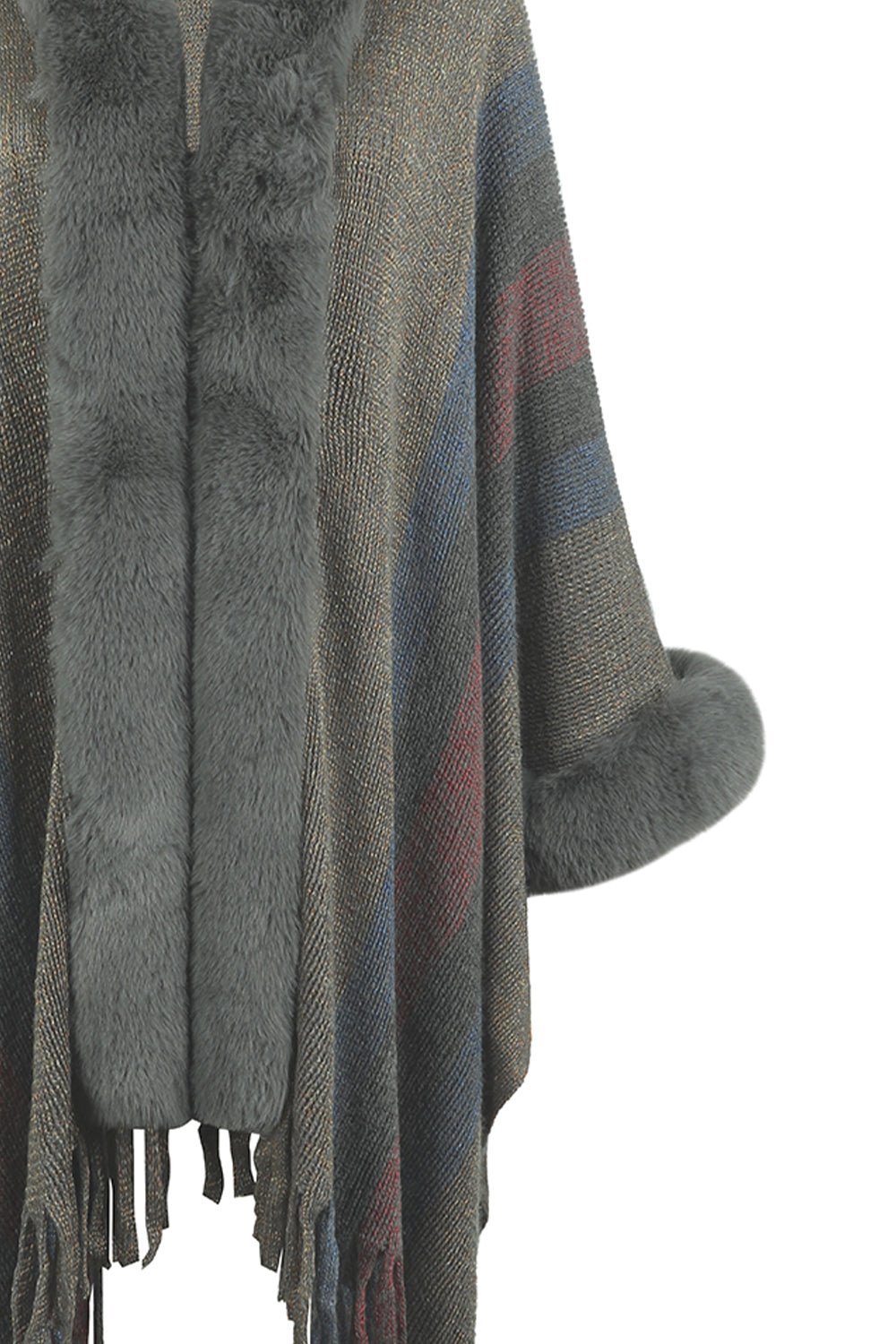 Color Block Fringe Detail Poncho - Witcheasy