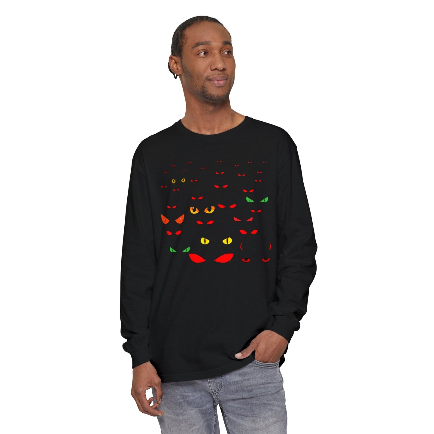 Evil Eyes in Darkness Unisex Long Sleeve T-Shirt - Witcheasy