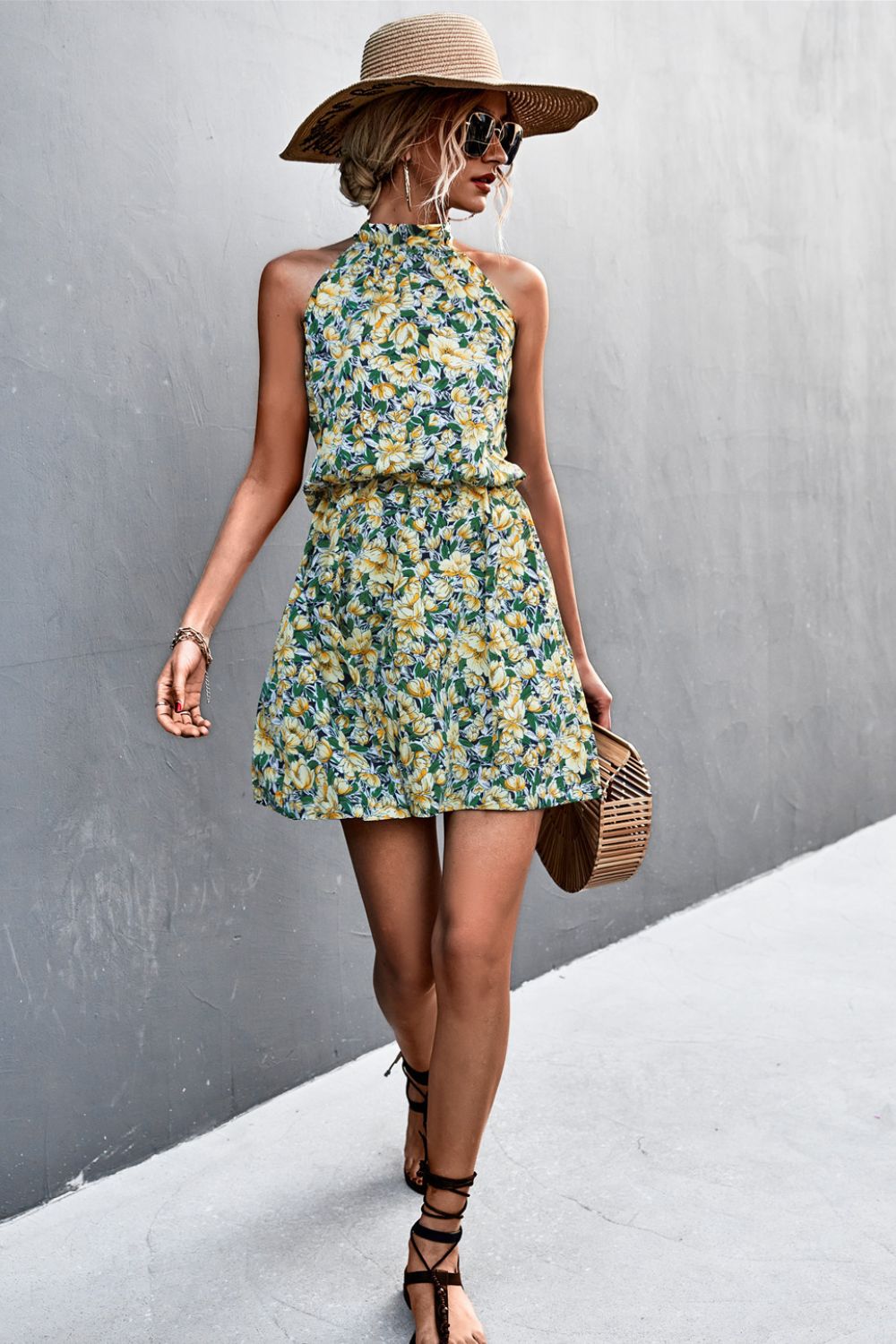 Floral Tied Sleeveless Mini Dress - Witcheasy