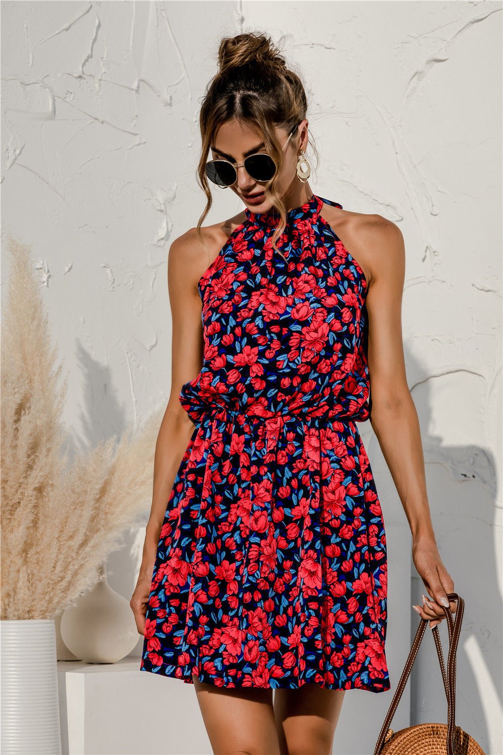 Floral Tied Sleeveless Mini Dress - Witcheasy