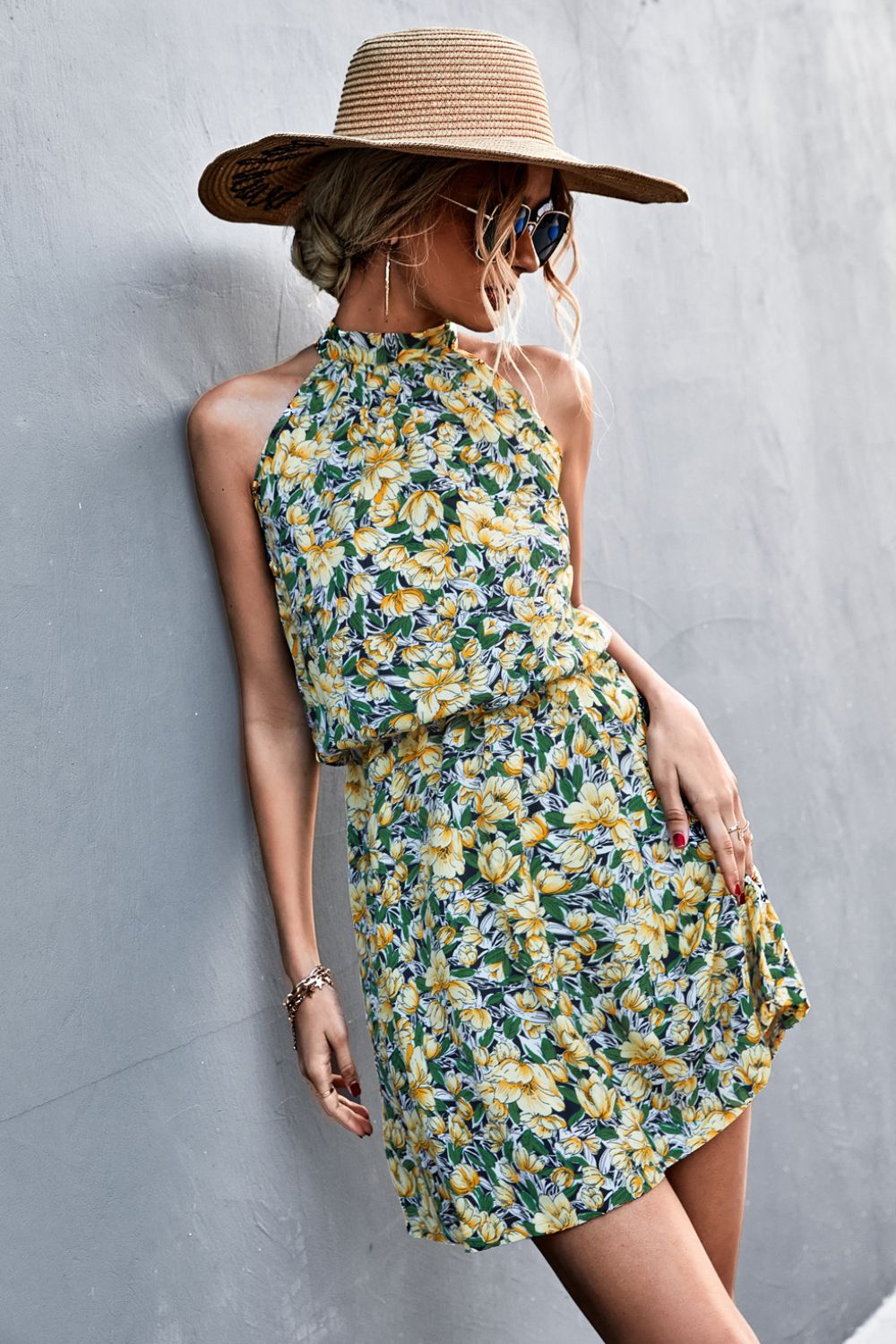 Floral Tied Sleeveless Mini Dress - Witcheasy