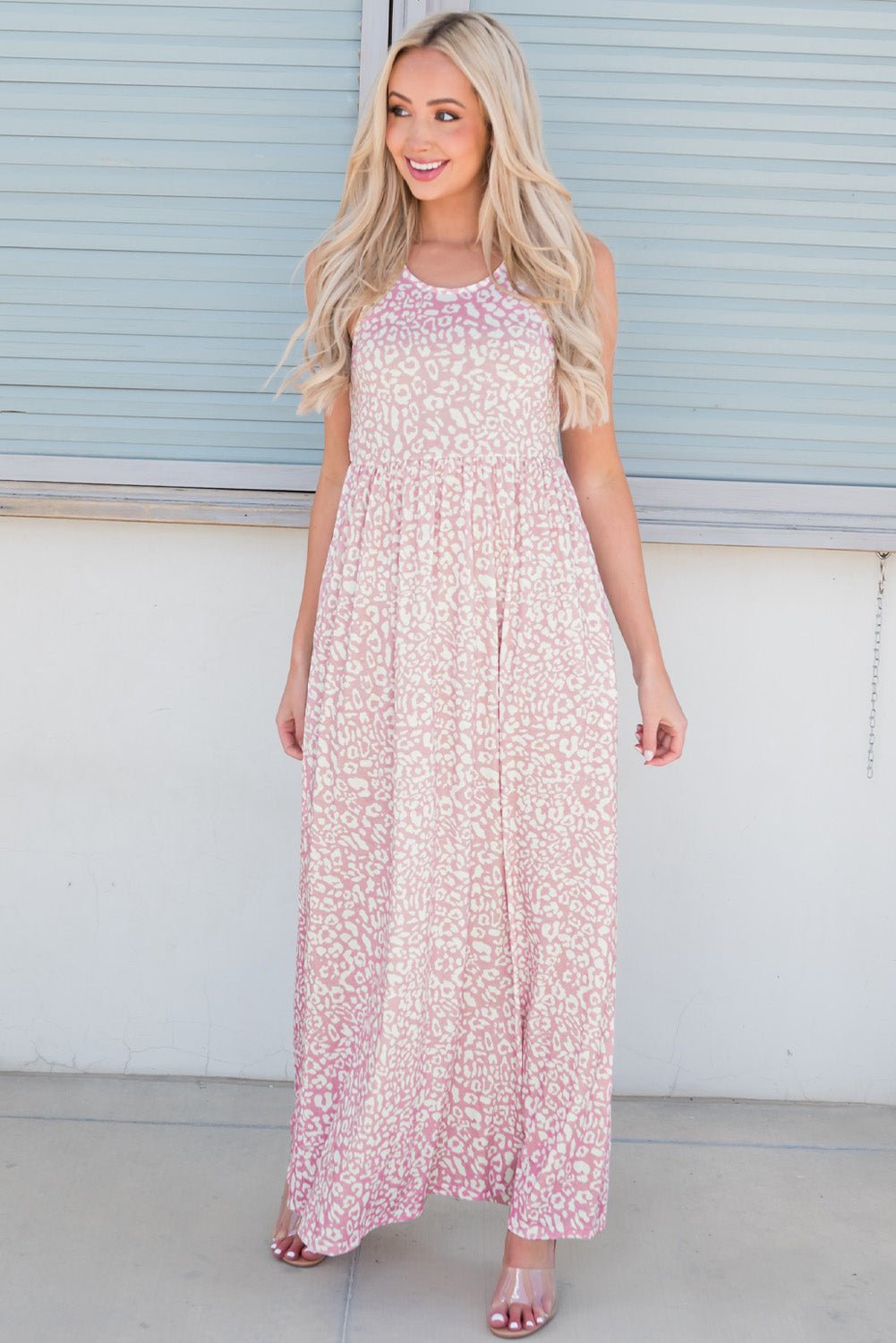 Leopard Round Neck Sleeveless Maxi Dress - Witcheasy
