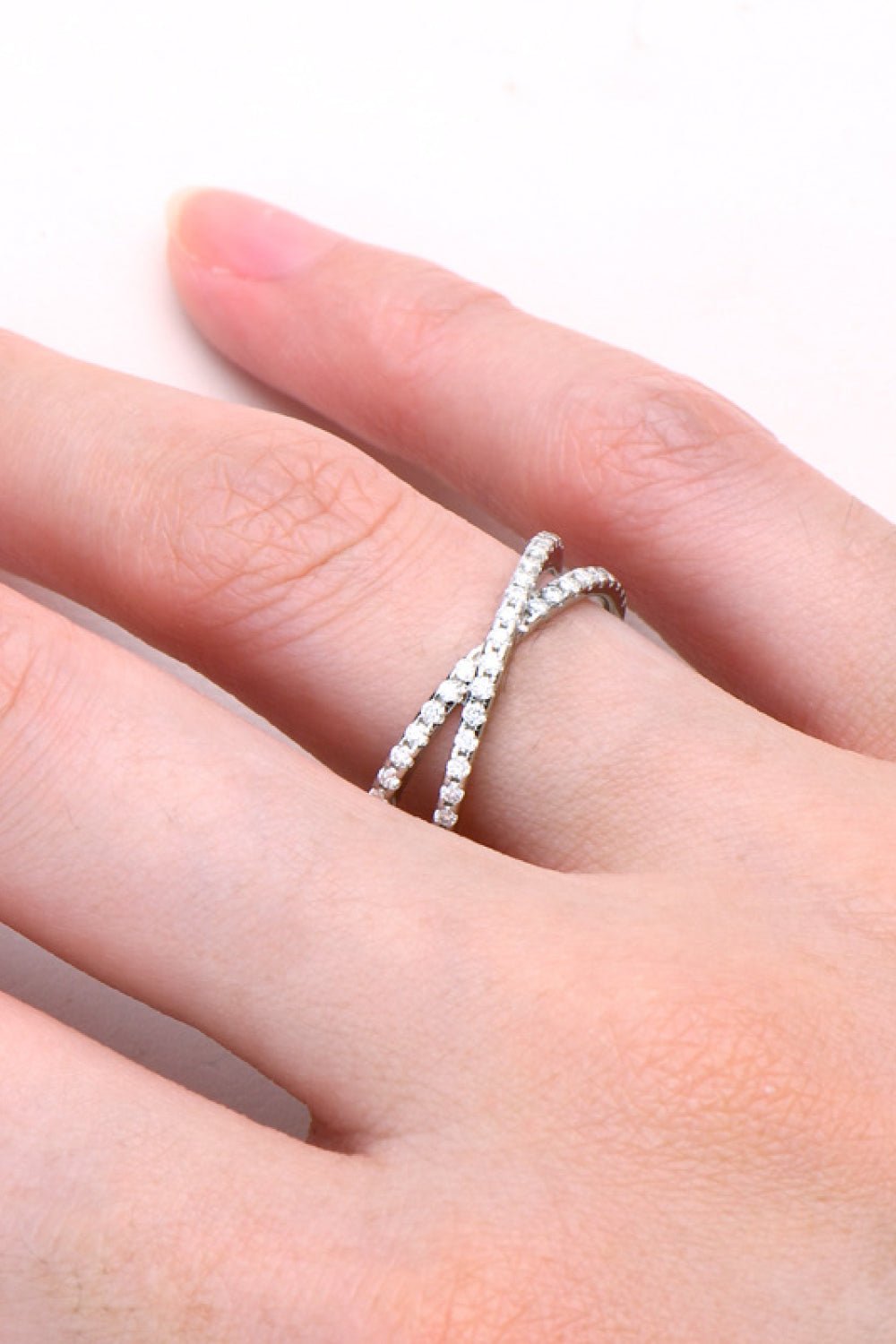 Moissanite 925 Sterling Silver Crisscross Ring - Witcheasy