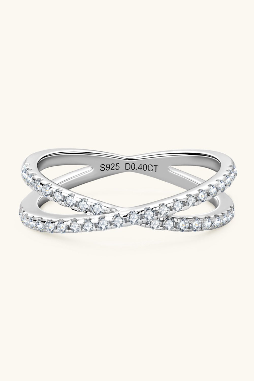 Moissanite 925 Sterling Silver Crisscross Ring - Witcheasy
