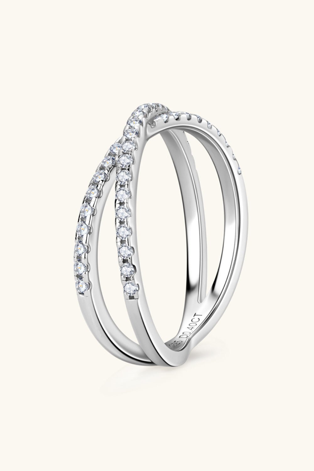 Moissanite 925 Sterling Silver Crisscross Ring - Witcheasy