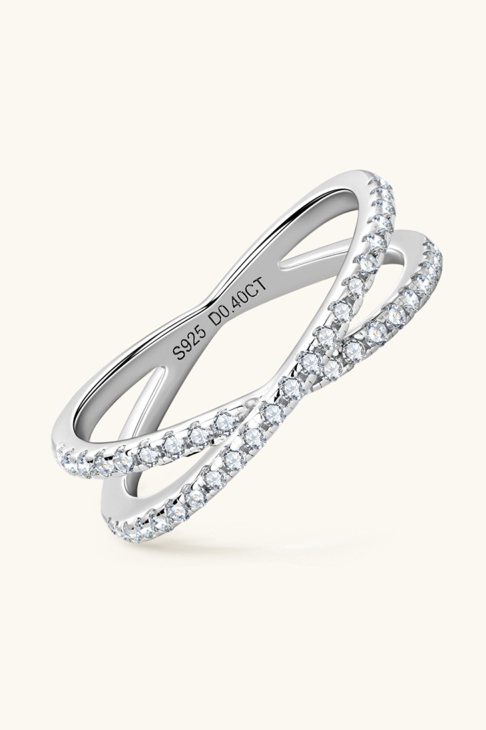 Moissanite 925 Sterling Silver Crisscross Ring - Witcheasy