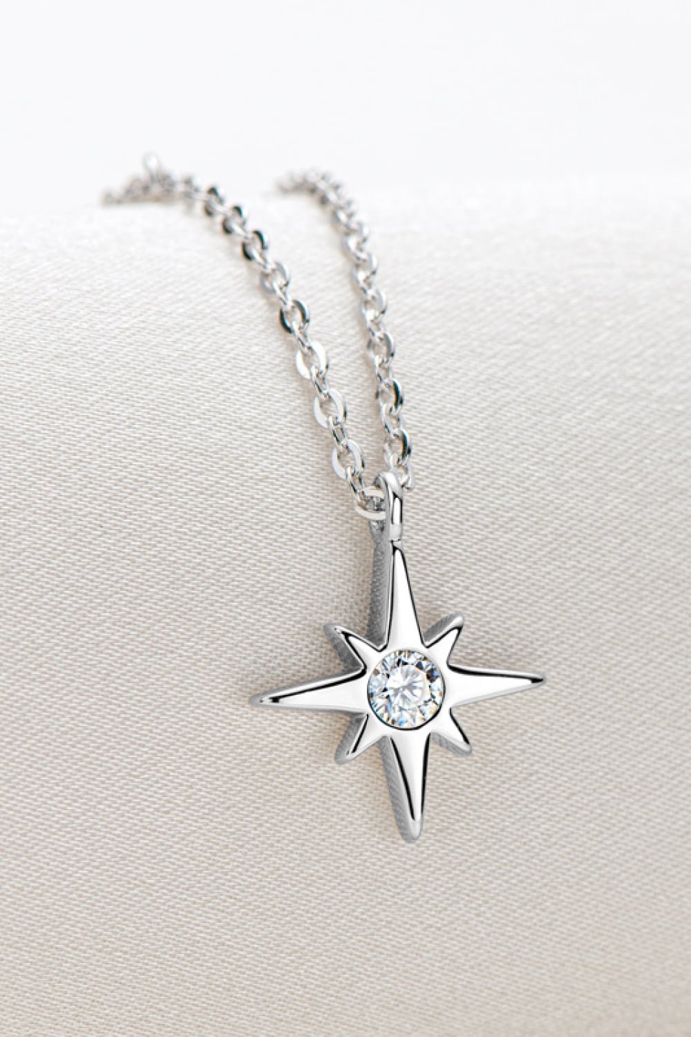 Moissanite North Star Pendant 925 Sterling Silver Necklace - Witcheasy