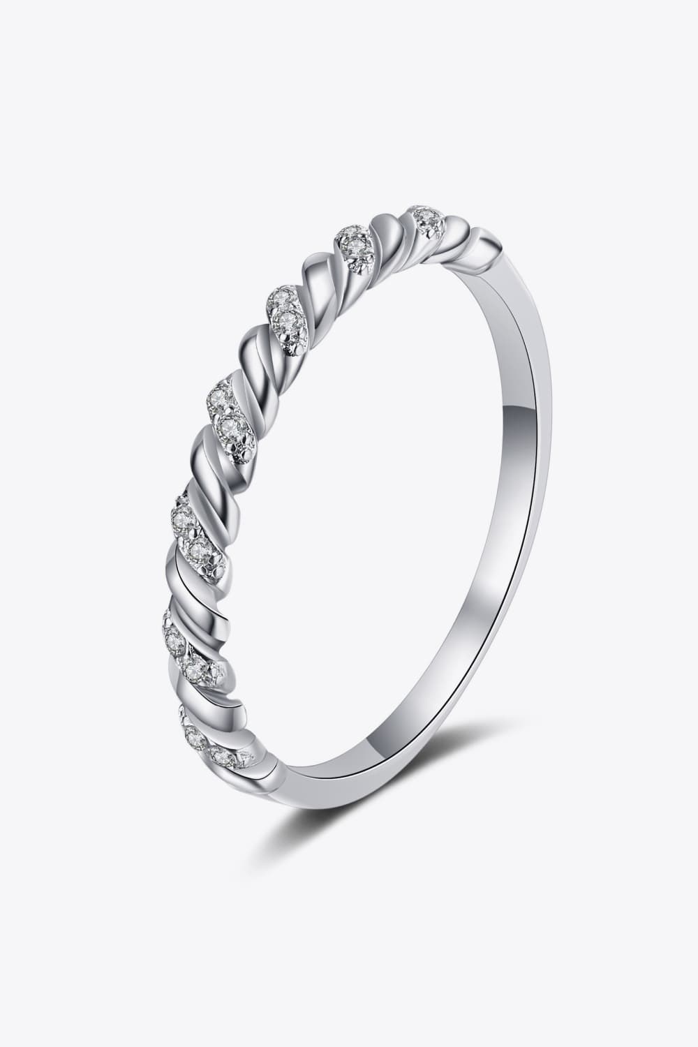 Moissanite Rhodium-Plated Half-Eternity Ring - Witcheasy