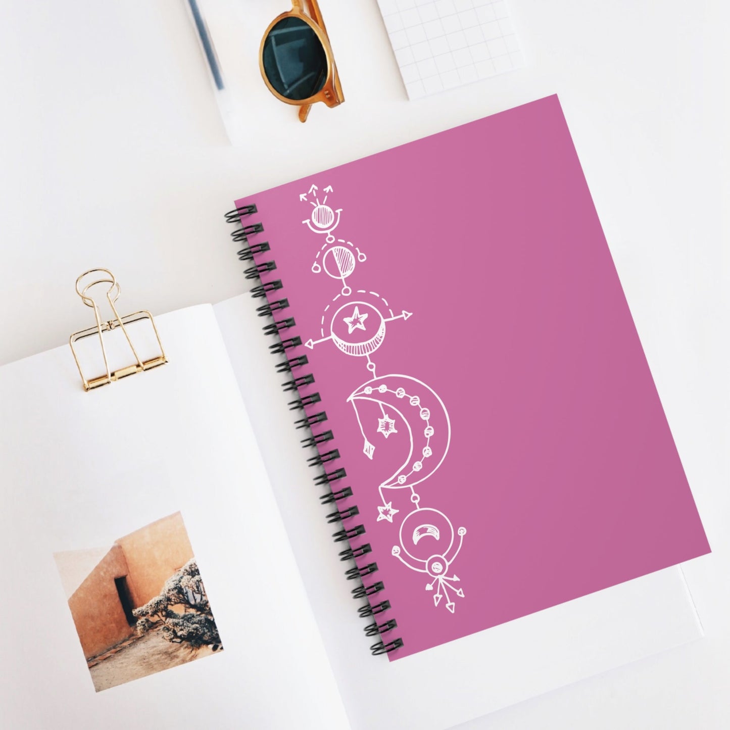 Moonline Pink - Spiral Notebook - Ruled Line - Witcheasy