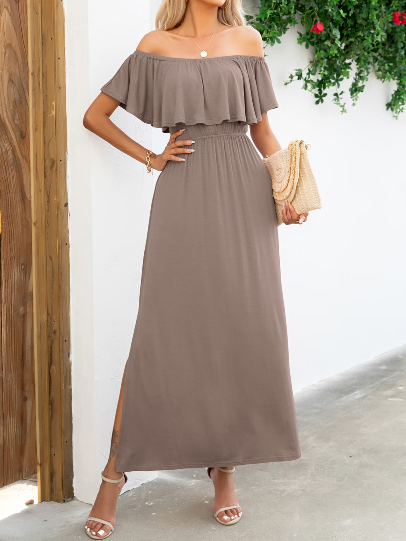 Off-Shoulder Slit Maxi Dress - Witcheasy