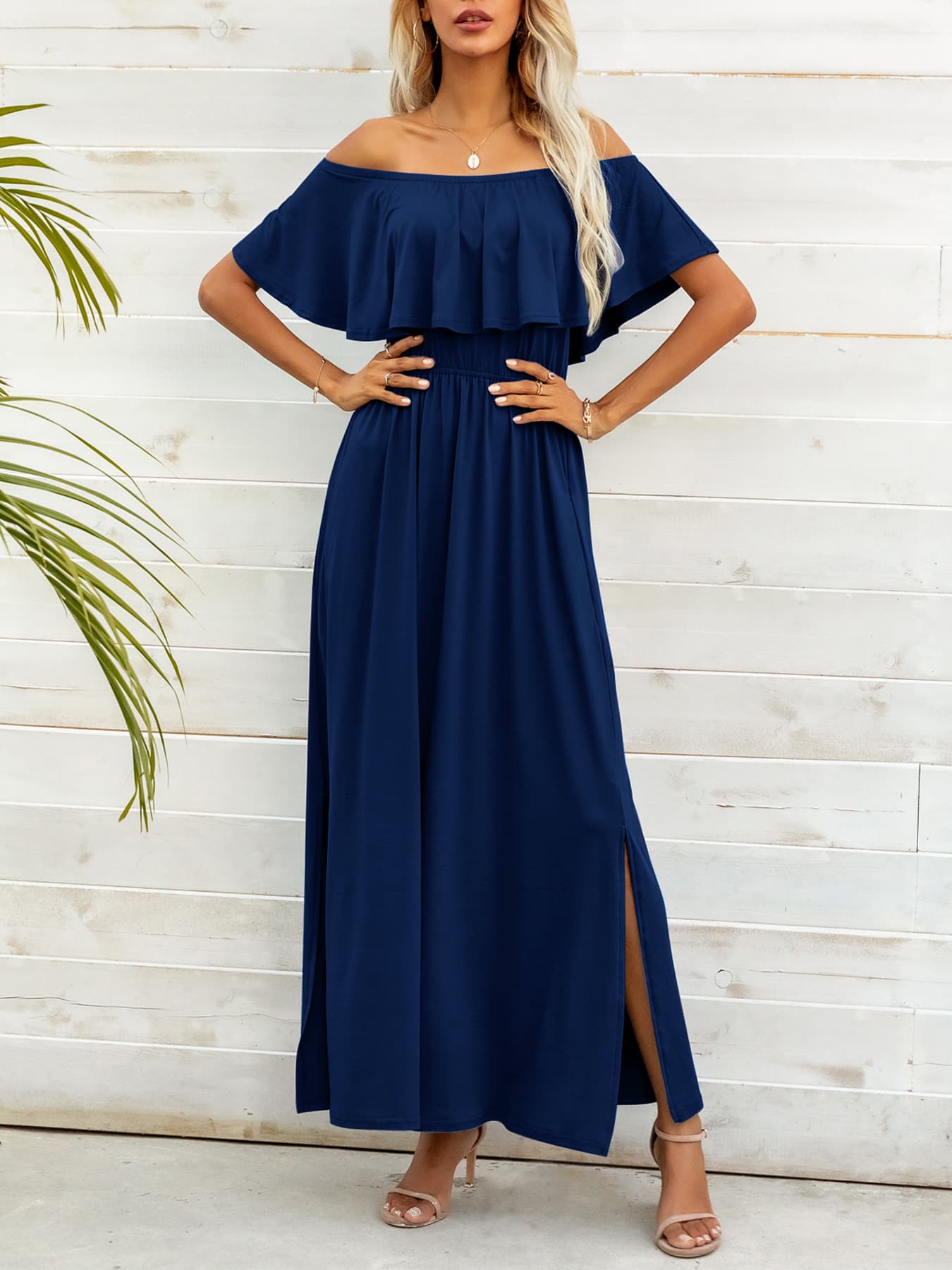 Off-Shoulder Slit Maxi Dress - Witcheasy