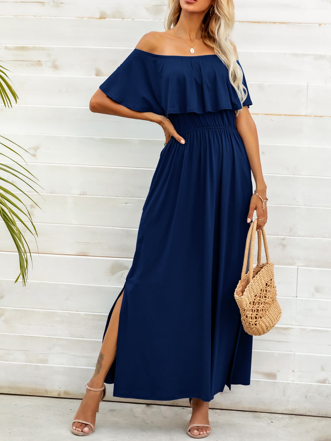 Off-Shoulder Slit Maxi Dress - Witcheasy