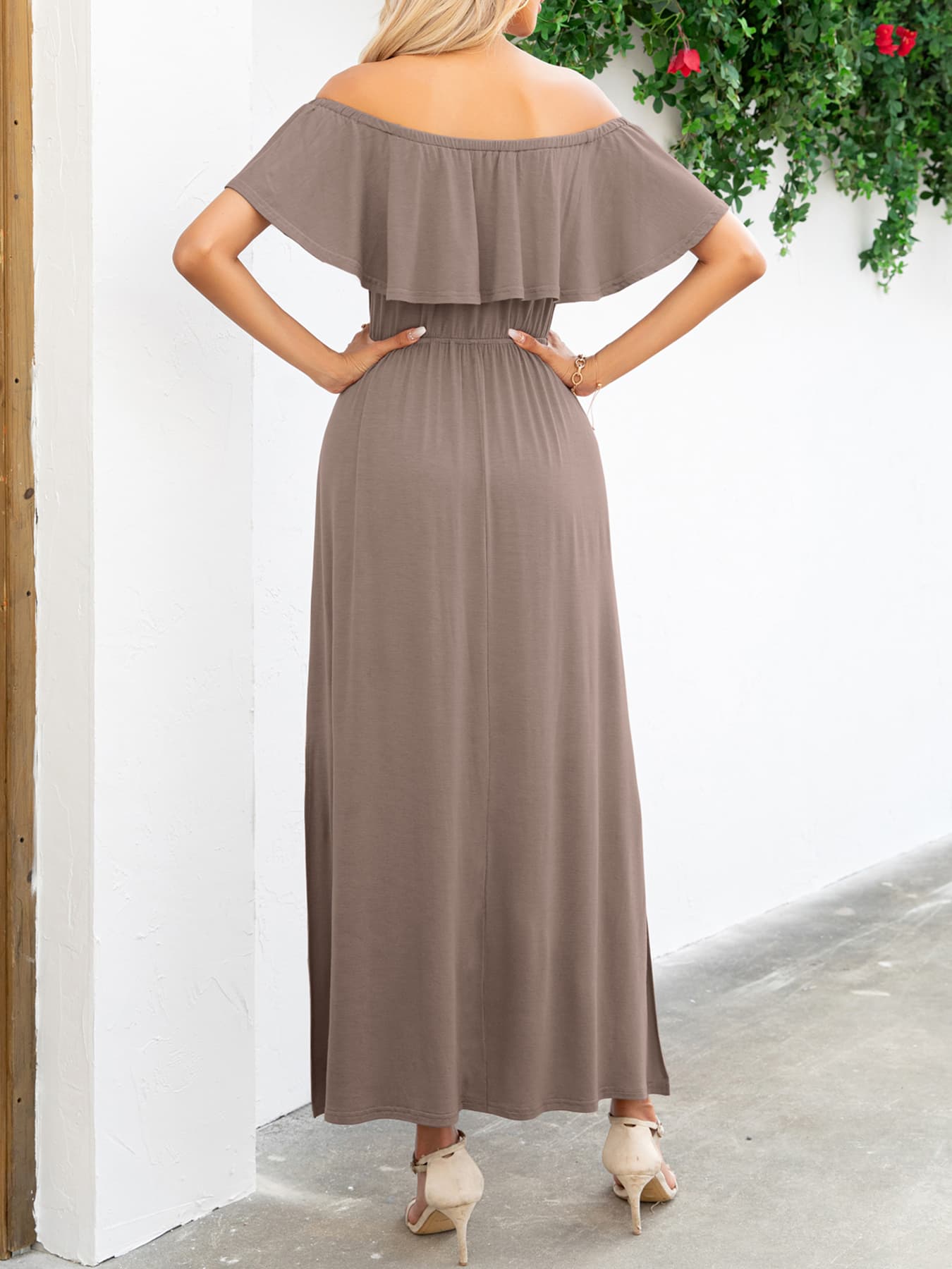 Off-Shoulder Slit Maxi Dress - Witcheasy
