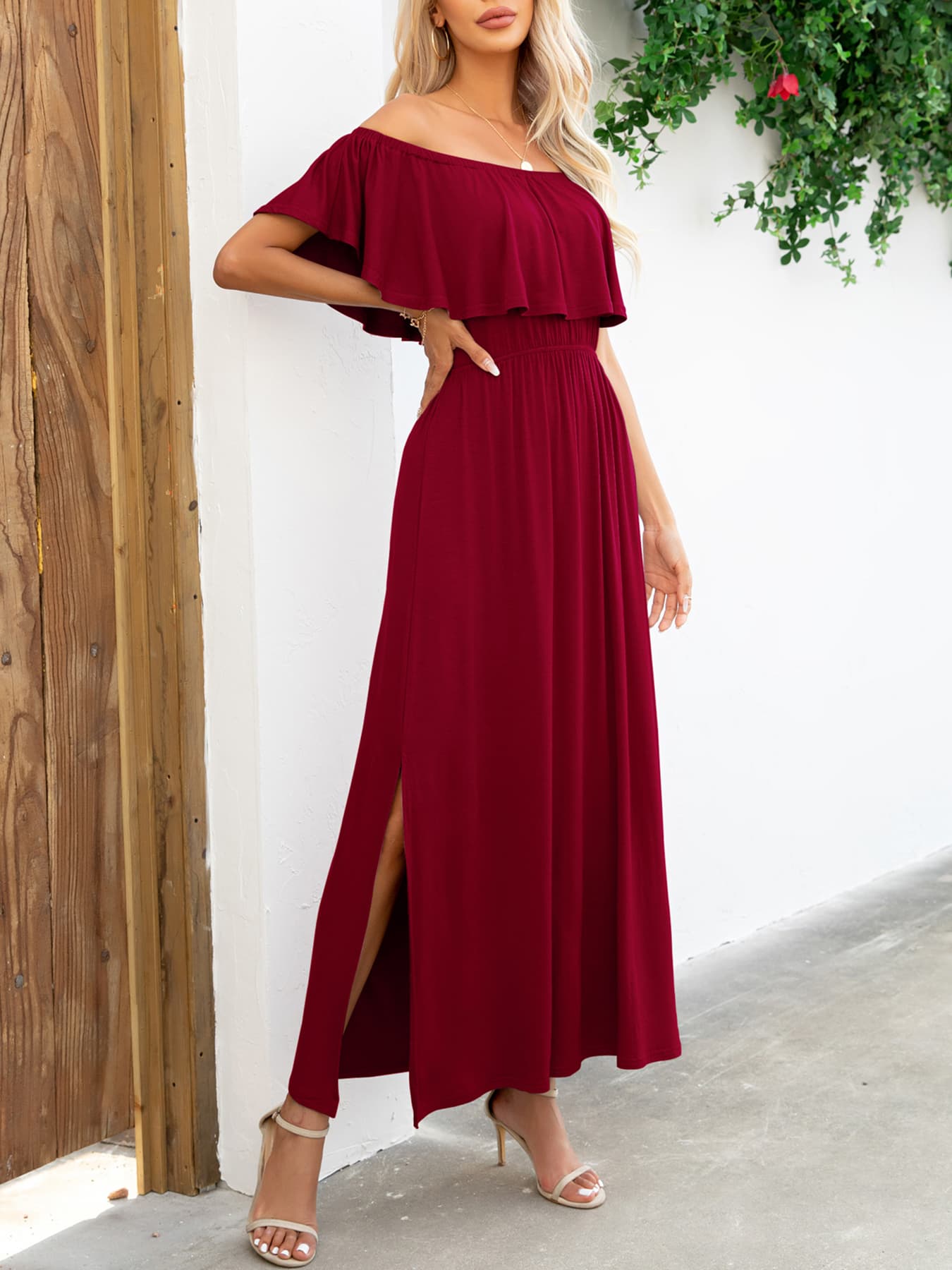 Off-Shoulder Slit Maxi Dress - Witcheasy