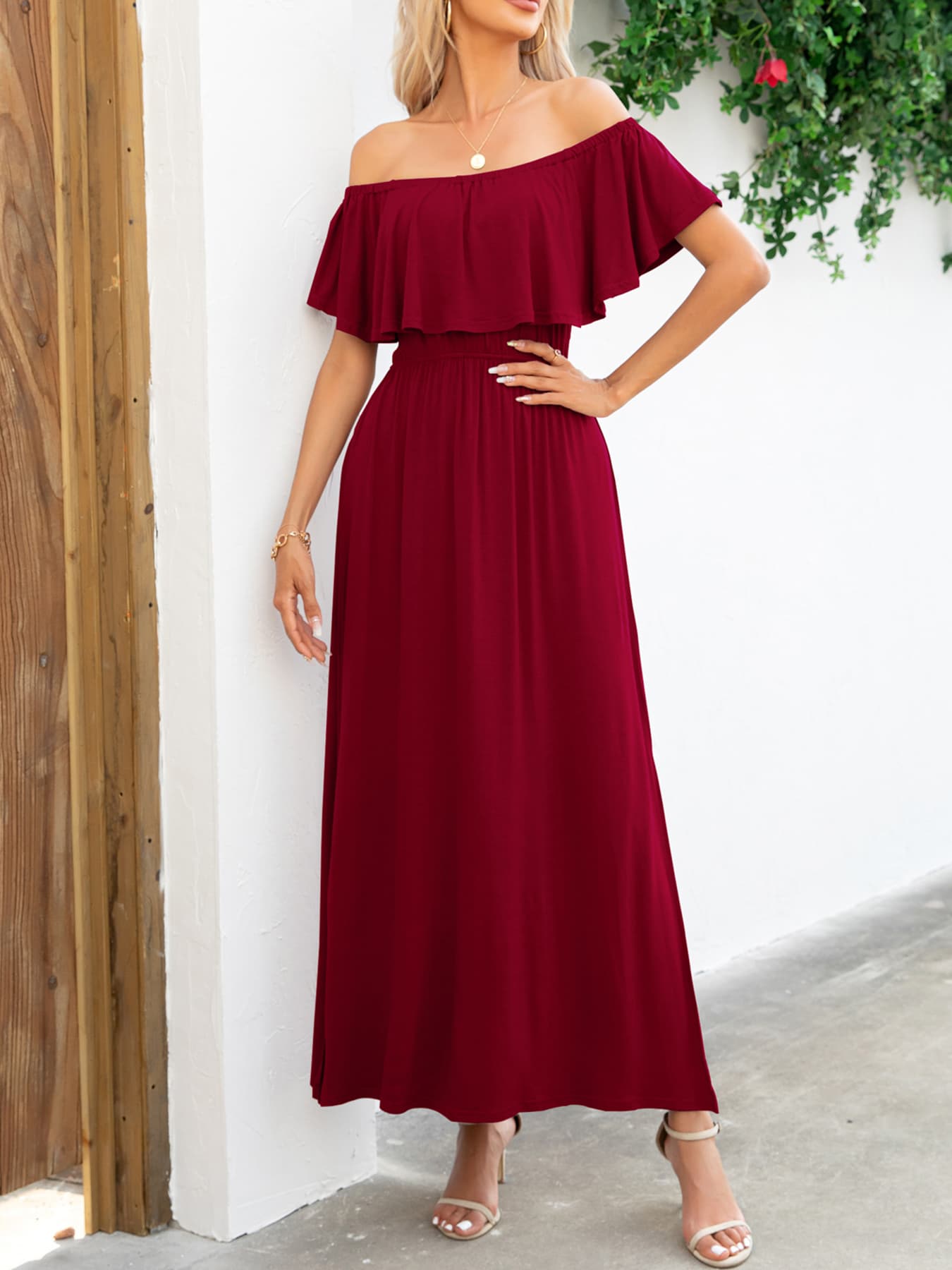 Off-Shoulder Slit Maxi Dress - Witcheasy