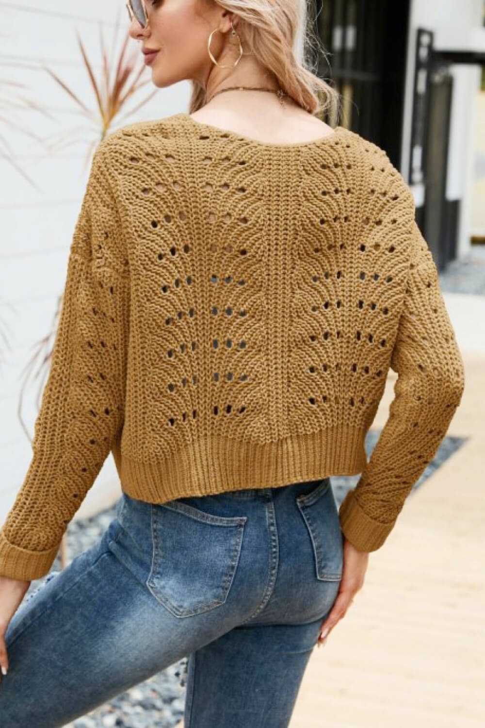 Open Front Cuffed Cropped Cardigan - Witcheasy