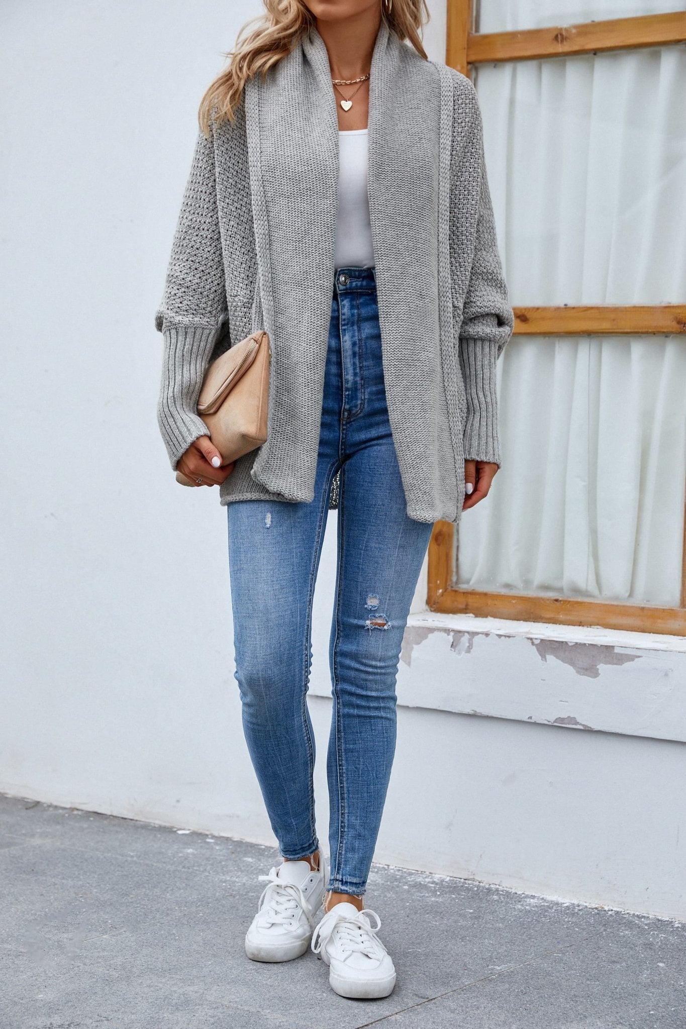 Open Front Long Sleeve Cardigan - Witcheasy
