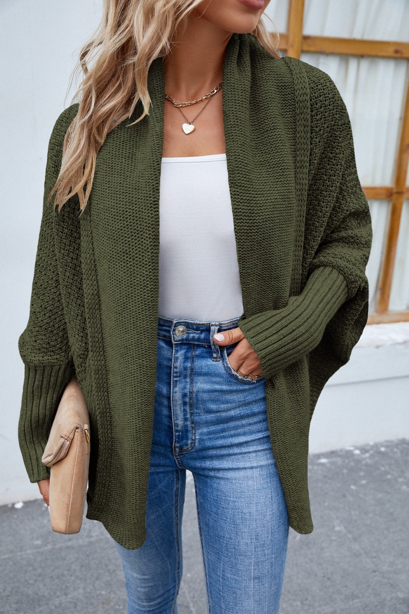 Open Front Long Sleeve Cardigan - Witcheasy