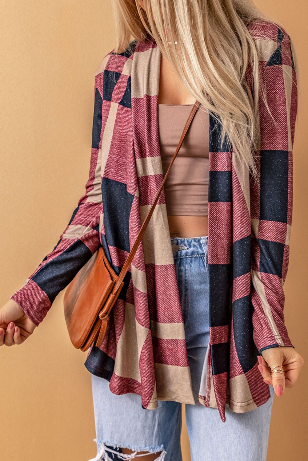 Plaid Open Front Cardigan - Witcheasy