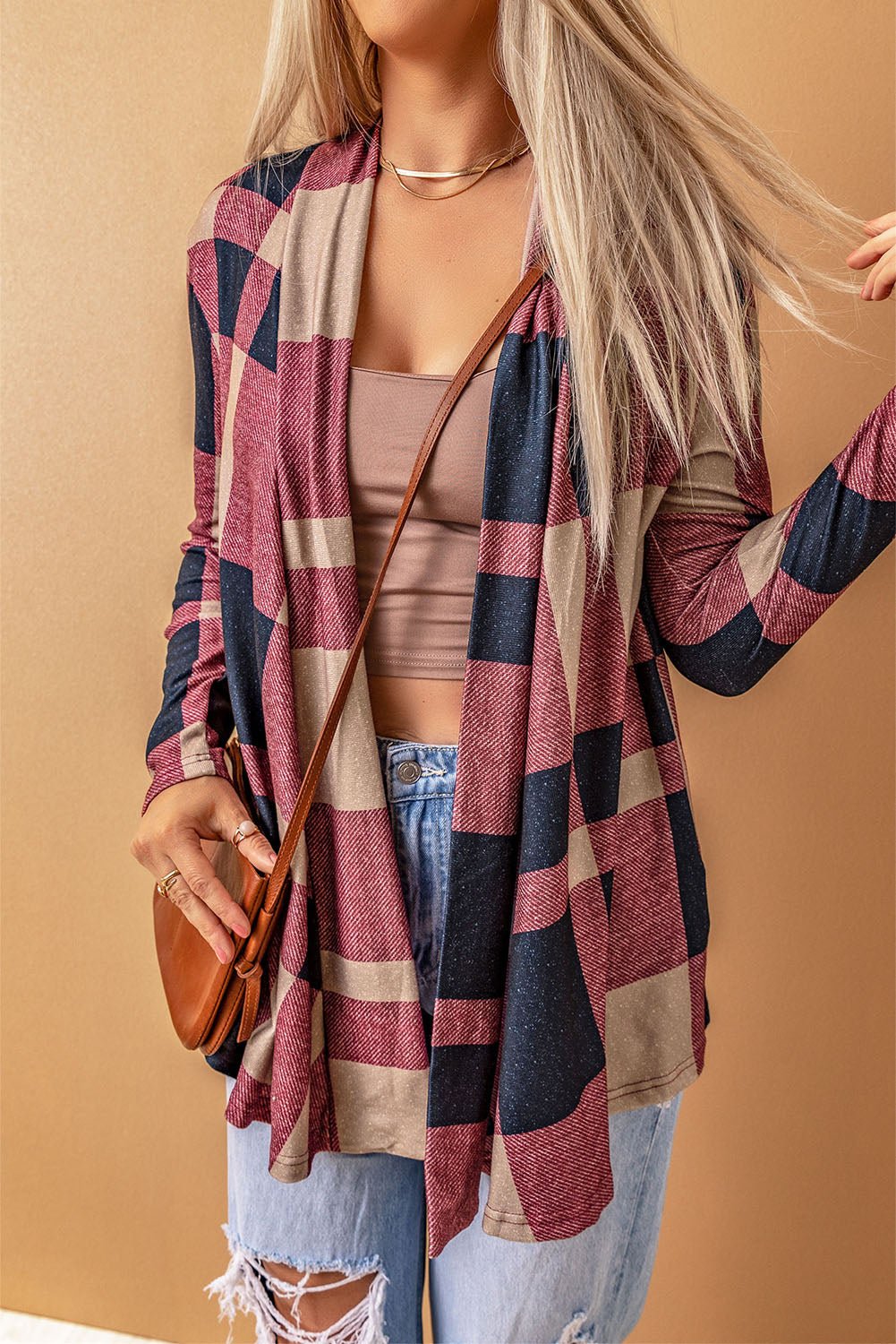 Plaid Open Front Cardigan - Witcheasy