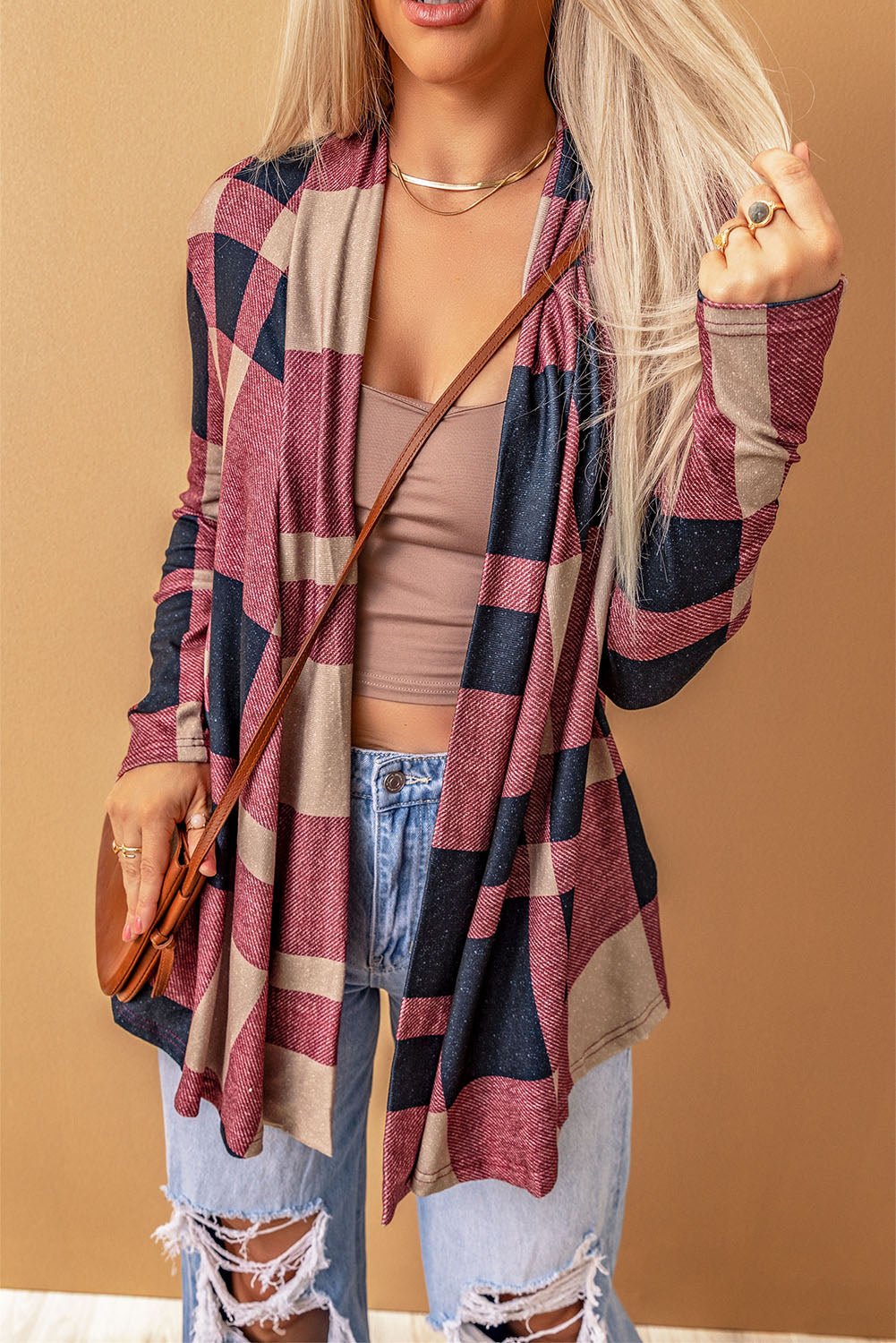 Plaid Open Front Cardigan - Witcheasy