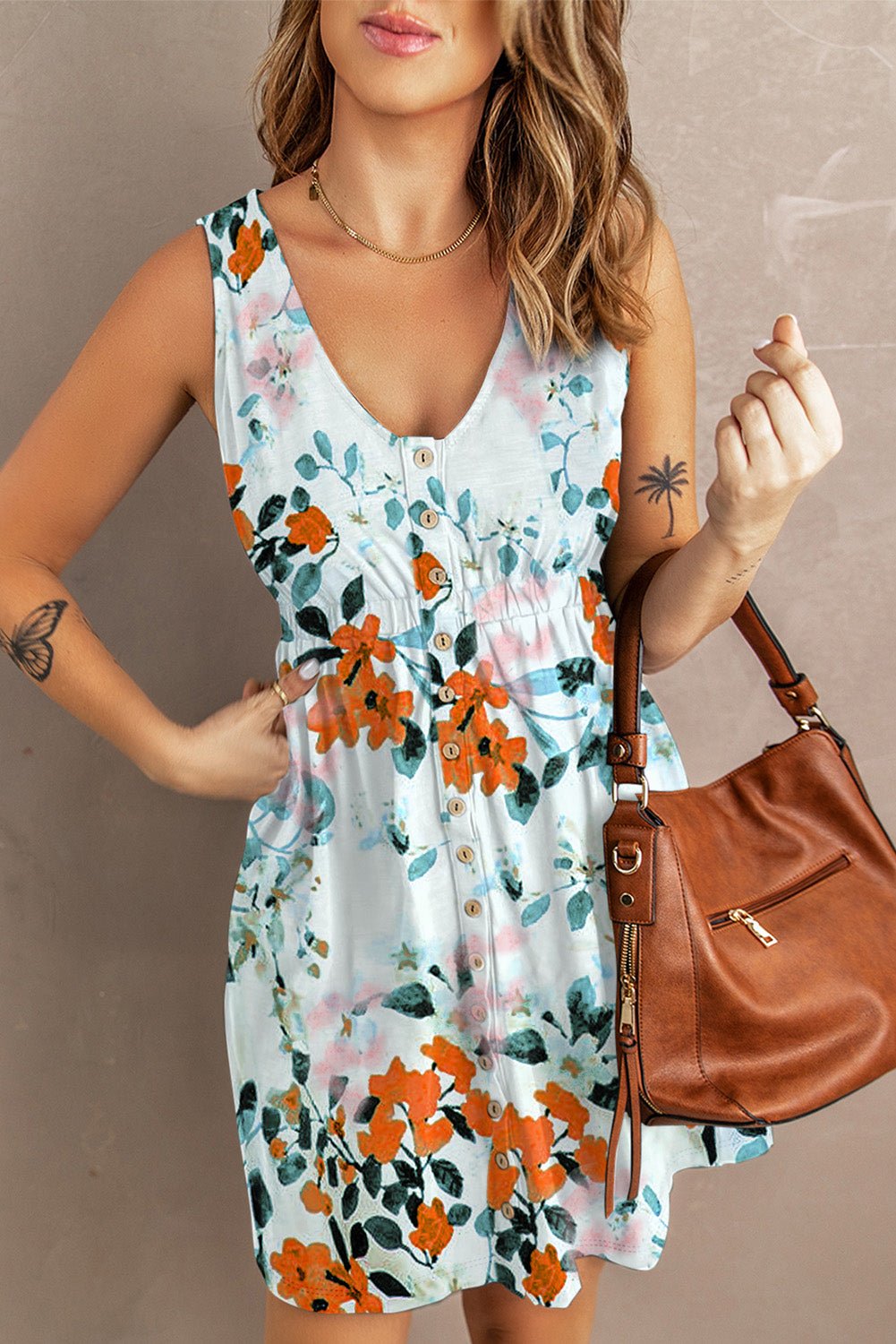 Printed Button Down Sleeveless Magic Dress - Witcheasy