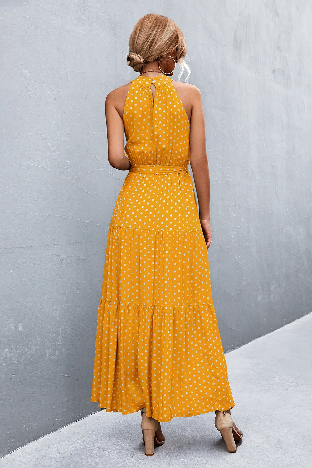 Printed Sleeveless Tie Waist Maxi Dress - Witcheasy