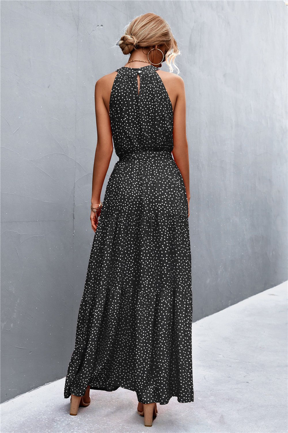 Printed Sleeveless Tie Waist Maxi Dress - Witcheasy