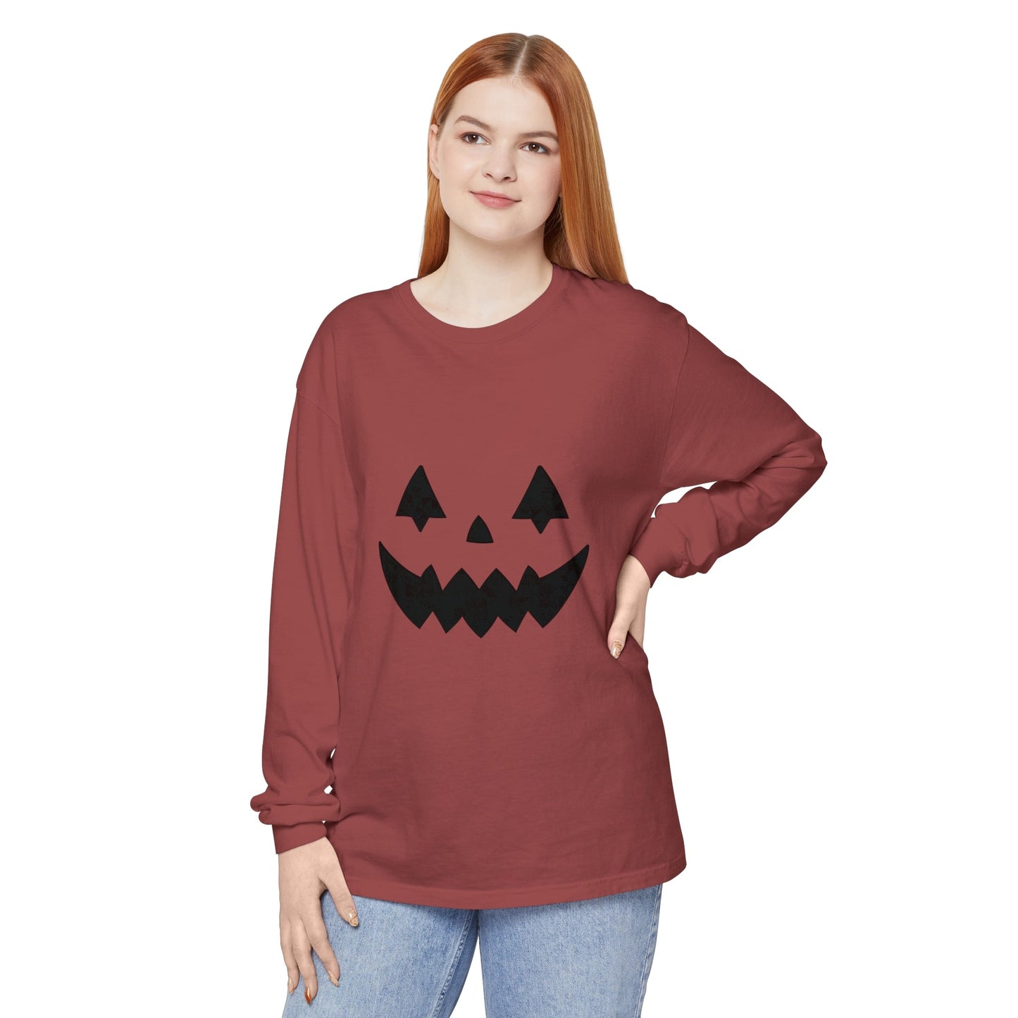 Pumpkin Face Simple Unisex Long Sleeve T-Shirt - Witcheasy